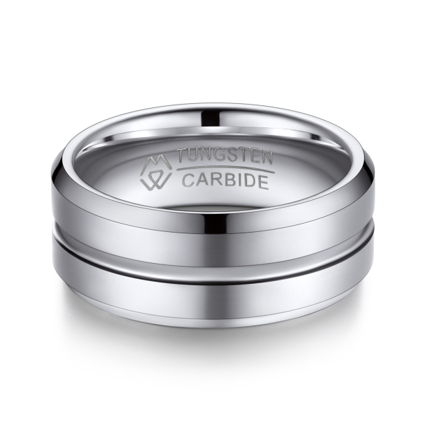 Tungsten Carbide Wedding Ring in White Gold