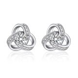 Moissanite Love Knot Stud Earrings for Women in White Gold (1/2 Ct. VVS1)