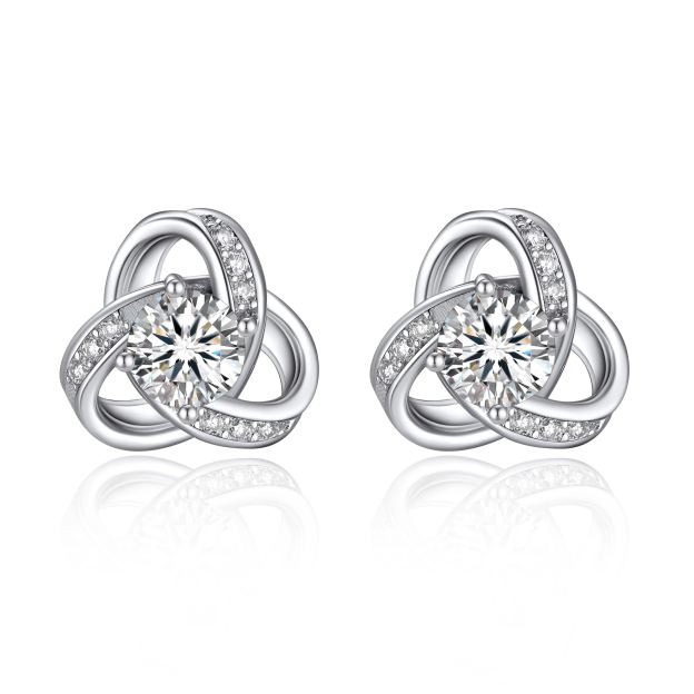 Love Knot Stud Moissanite Earrings in White Gold (1/2 Ct. VVS1)