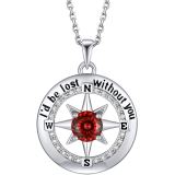 Compass Moissanite Birthstone Pendant Necklace Silver