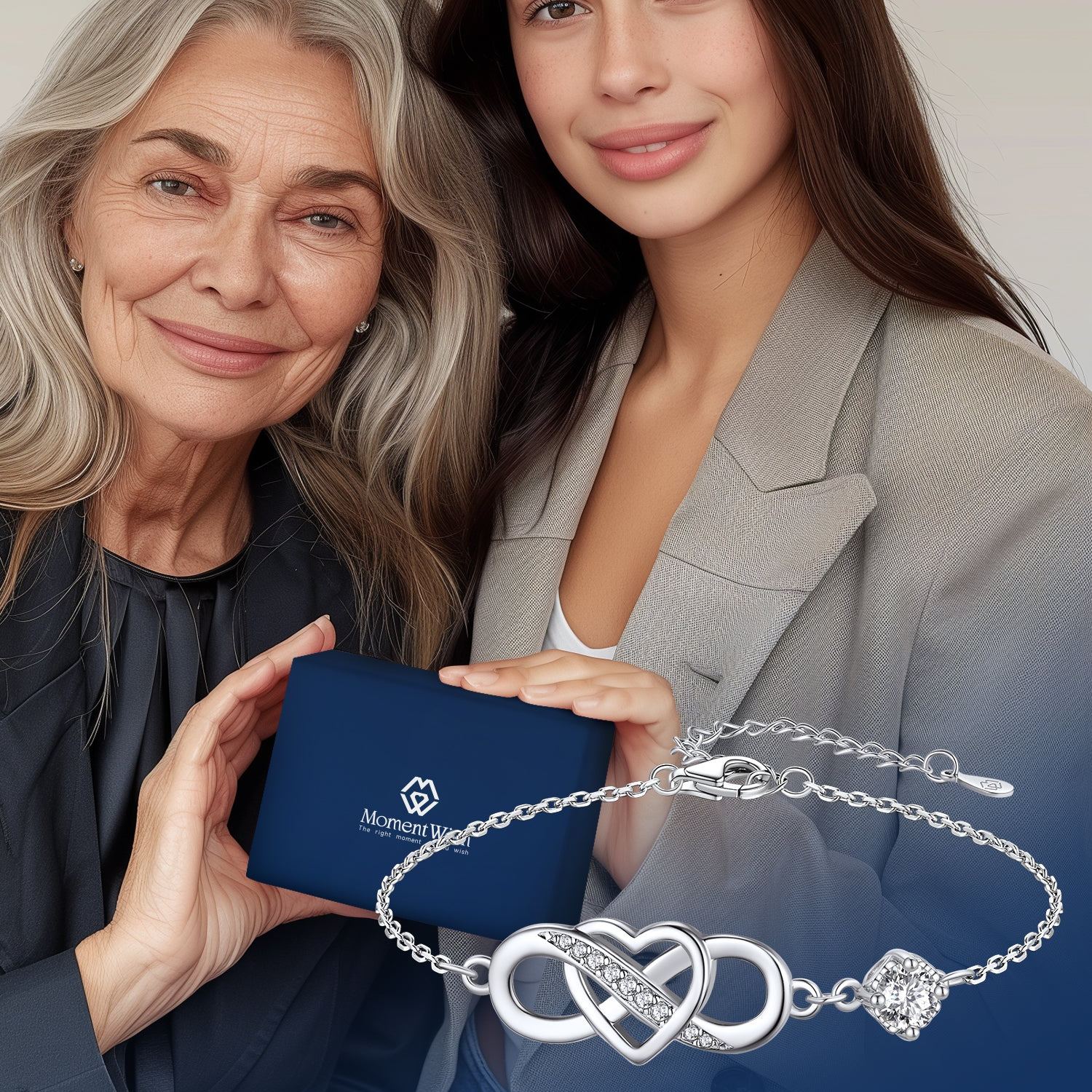 MomentWish Heart Infinity Bracelet With Moissanite