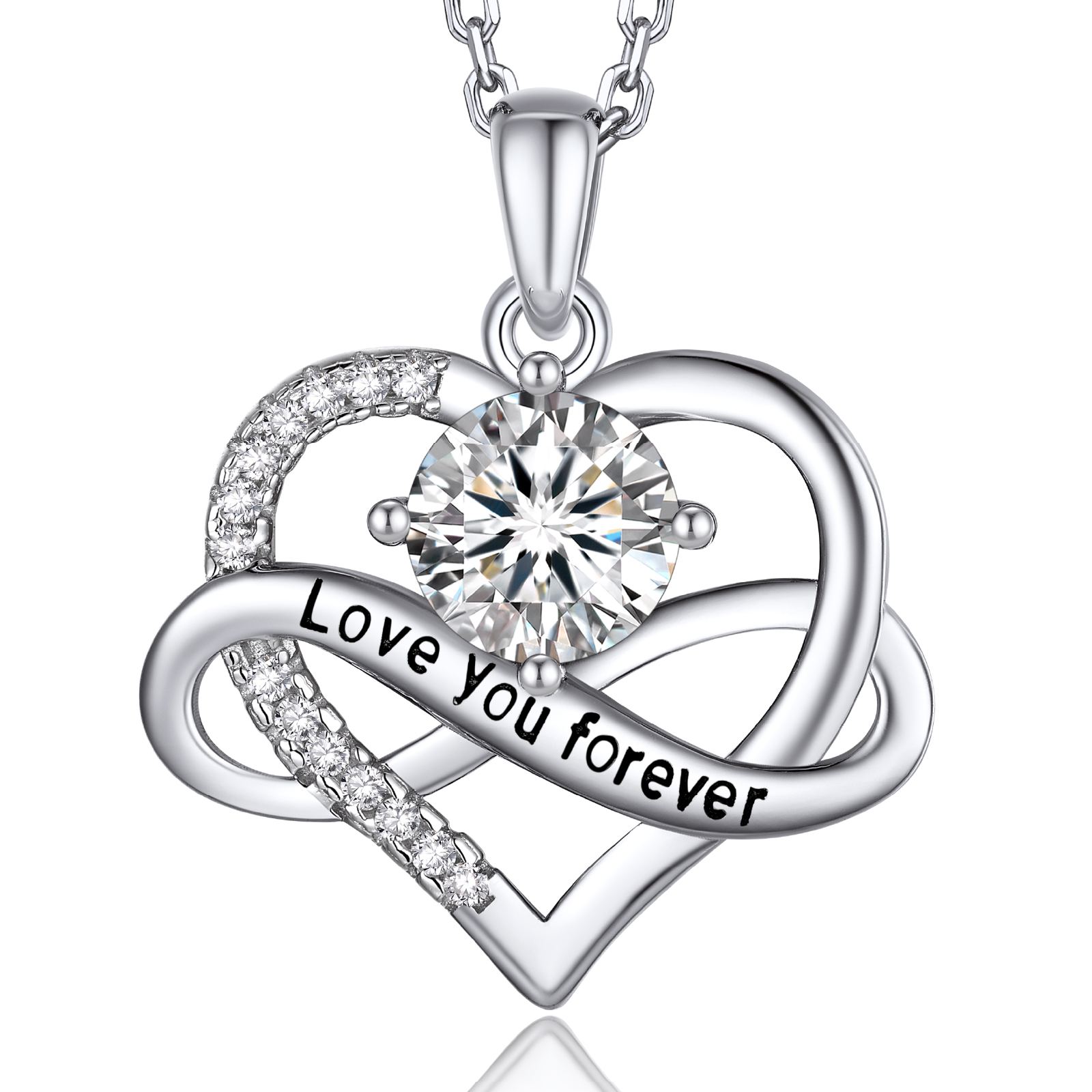 1 Carat Infinity Heart Moissanite Pendant Silver For Women