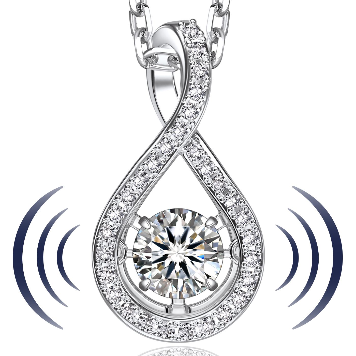  0.5ct Moissanite Infinity Pendant Dancing Stone Necklace Sterling silver for Her