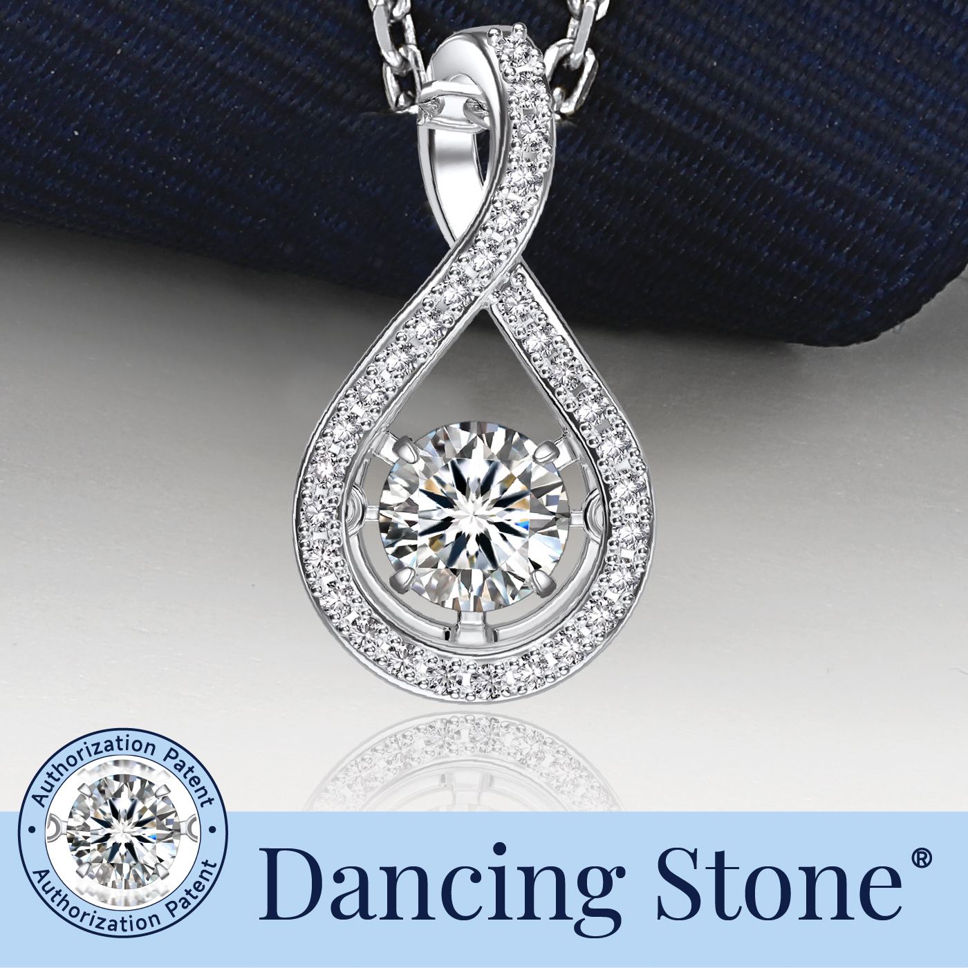  0.5ct Moissanite Infinity Pendant Dancing Stone Necklace Sterling silver for Her