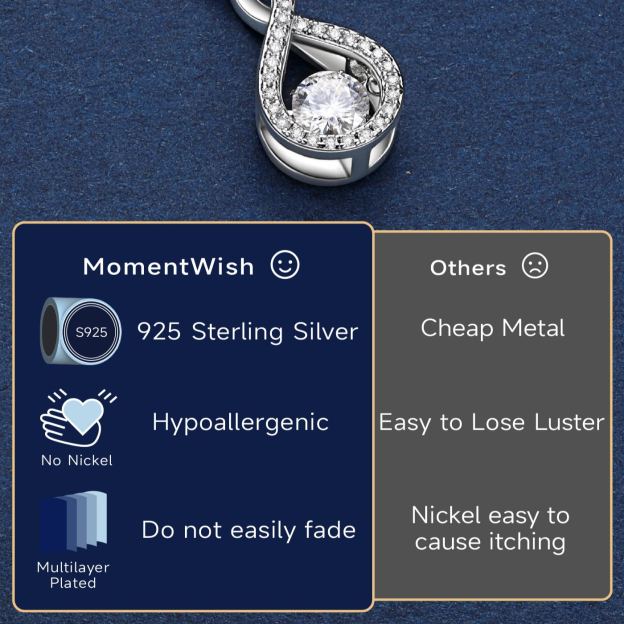  0.5ct Moissanite Infinity Pendant Dancing Stone Necklace Sterling silver for Her