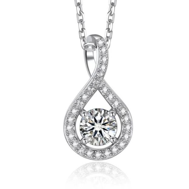 0.5ct Moissanite Infinity Pendant Sterling silver Necklace Chain for Her