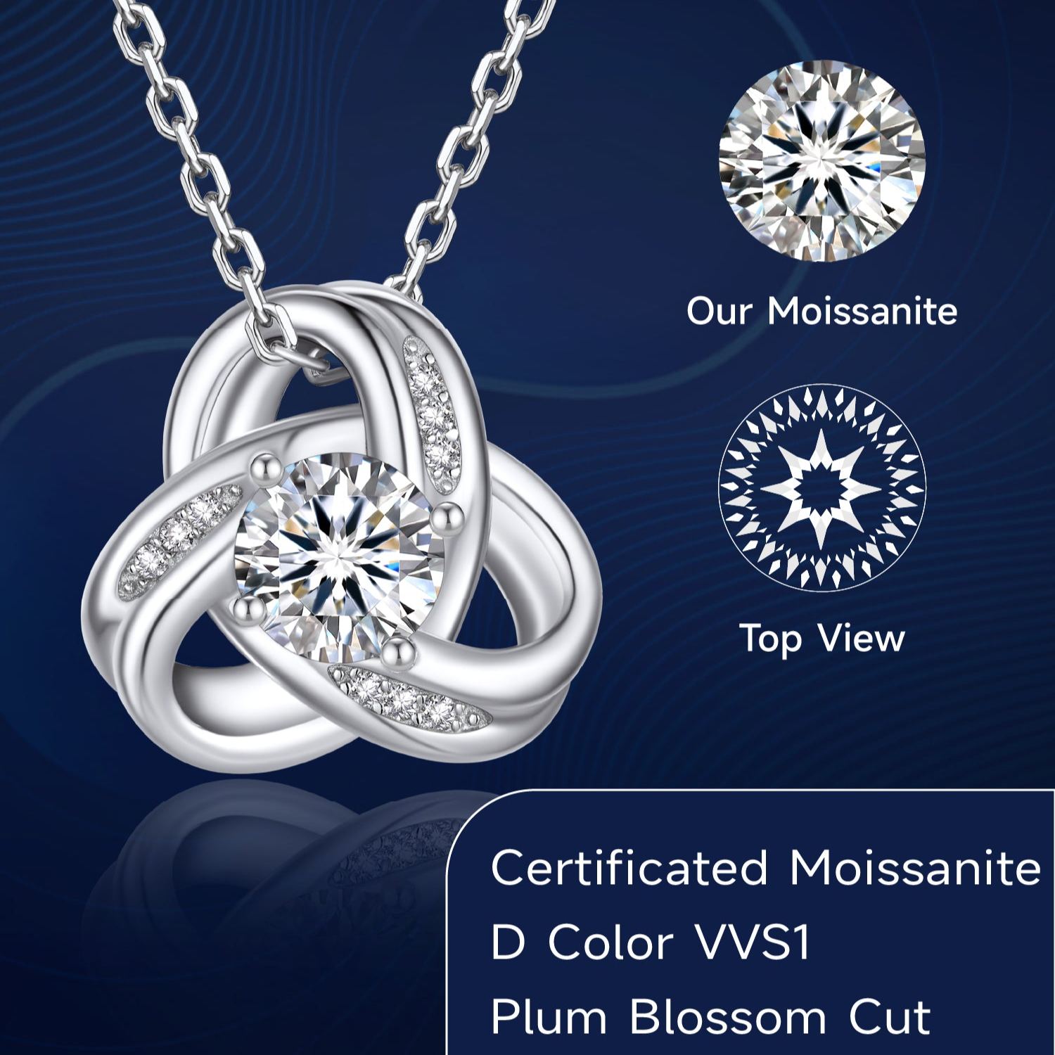 Infinity Love Knot Moissanite Necklace for Women Mom Birthday Gift