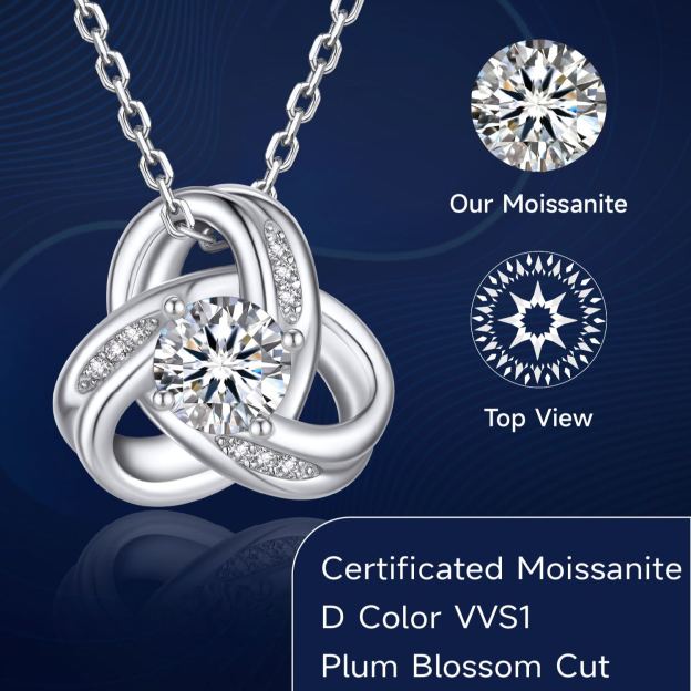 Infinity Love Knot Moissanite Necklace for Women Mom Birthday Gift