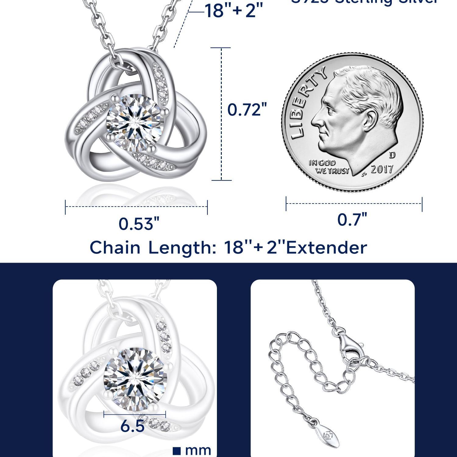 Infinity Love Knot Moissanite Necklace for Women Mom Birthday Gift