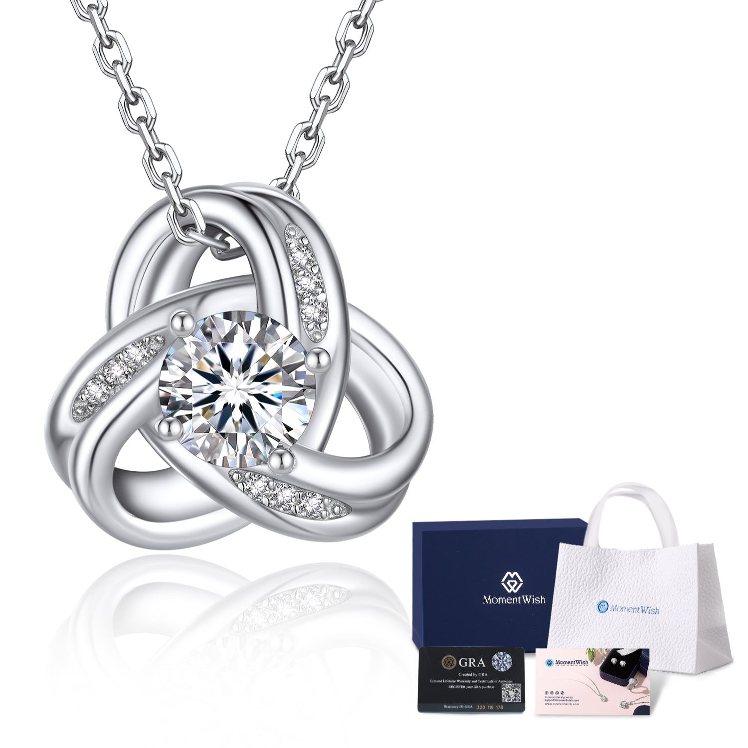 Infinity Love Knot Moissanite Necklace for Women Mom Birthday Gift