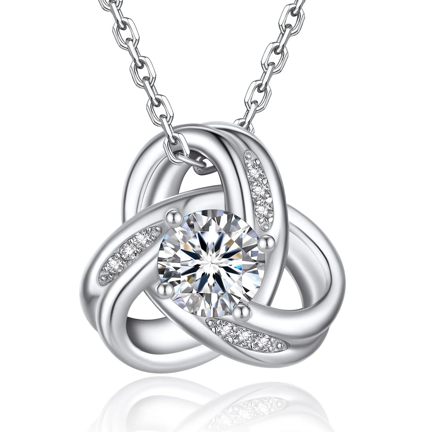 Infinity Love Knot Moissanite Necklace for Women Mom Birthday Gift