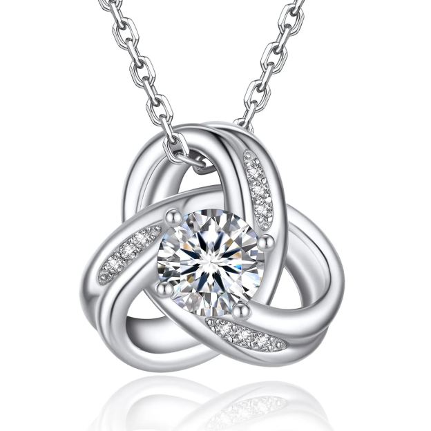 Infinity Love Knot Moissanite Necklace for Women Mom Birthday Gift