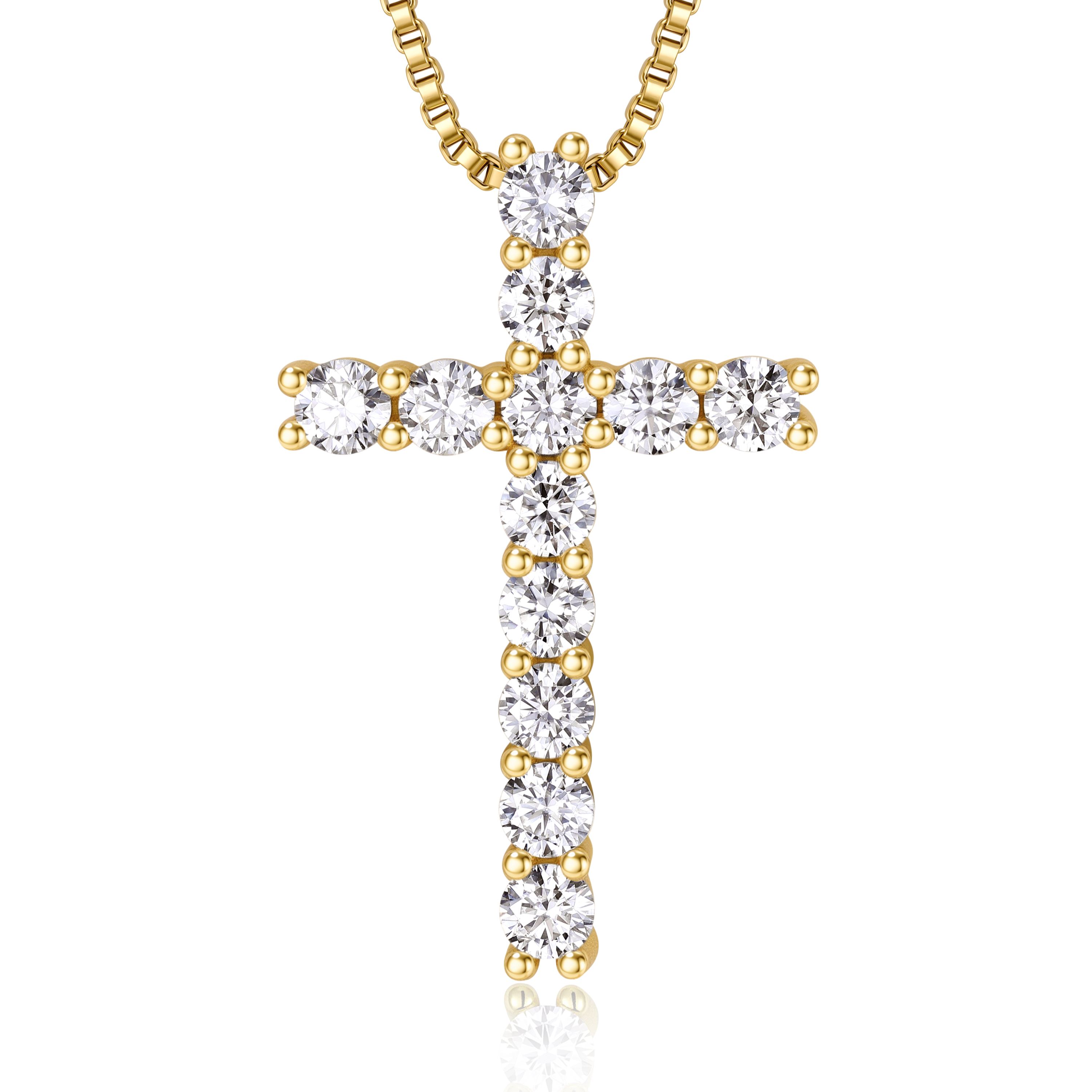 Moissanite Cross Necklace Christmas Gift For Her