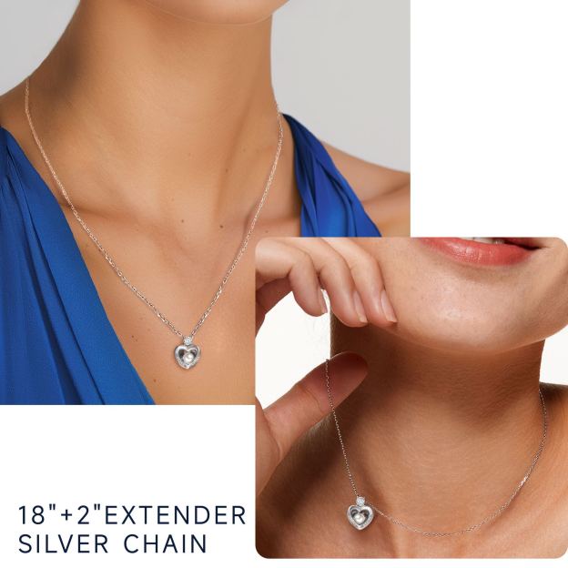 Sterling Silver Moissanite Heart Locket Pearl Necklace Christmas Gift For Her