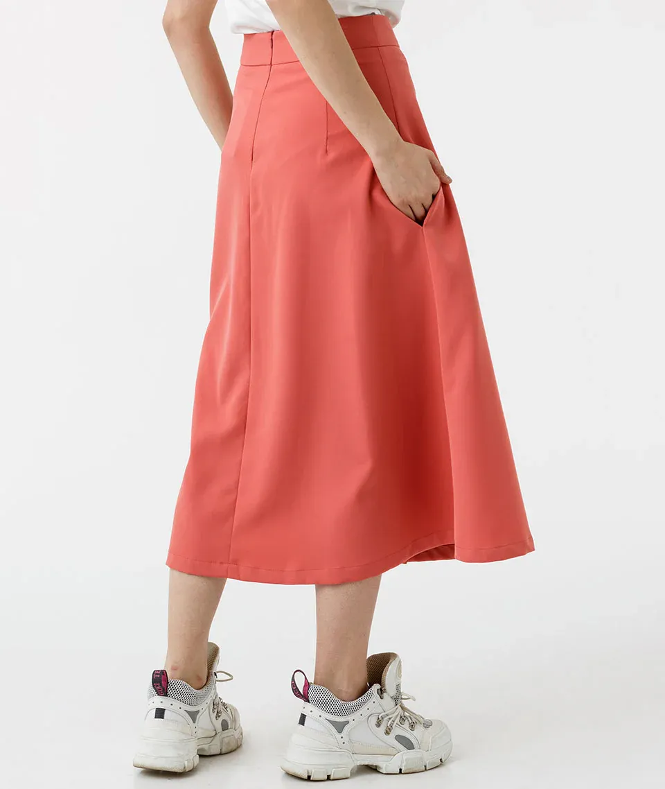Plain Pleated Midi Skirt