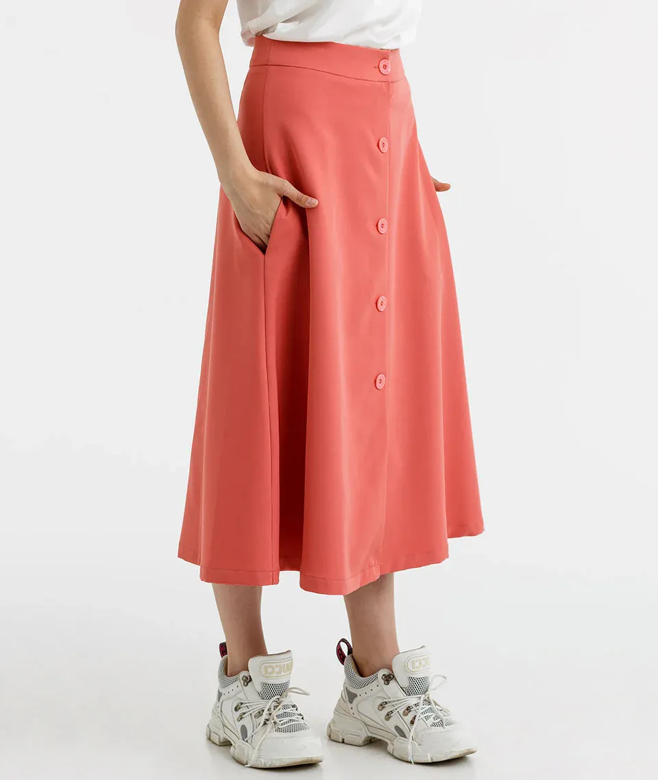 Plain Pleated Midi Skirt