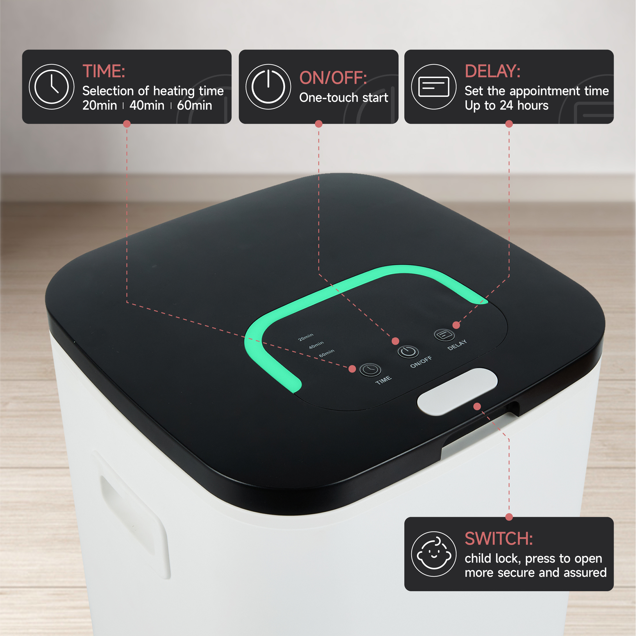 RESIMPLE Luxury Large Towel Tub, Efficient Fashion, Intelligent Timing, Automatic Closing, LED Display, 6.08gal, Suitable For Spa, Bathroom, Gym, Hotel