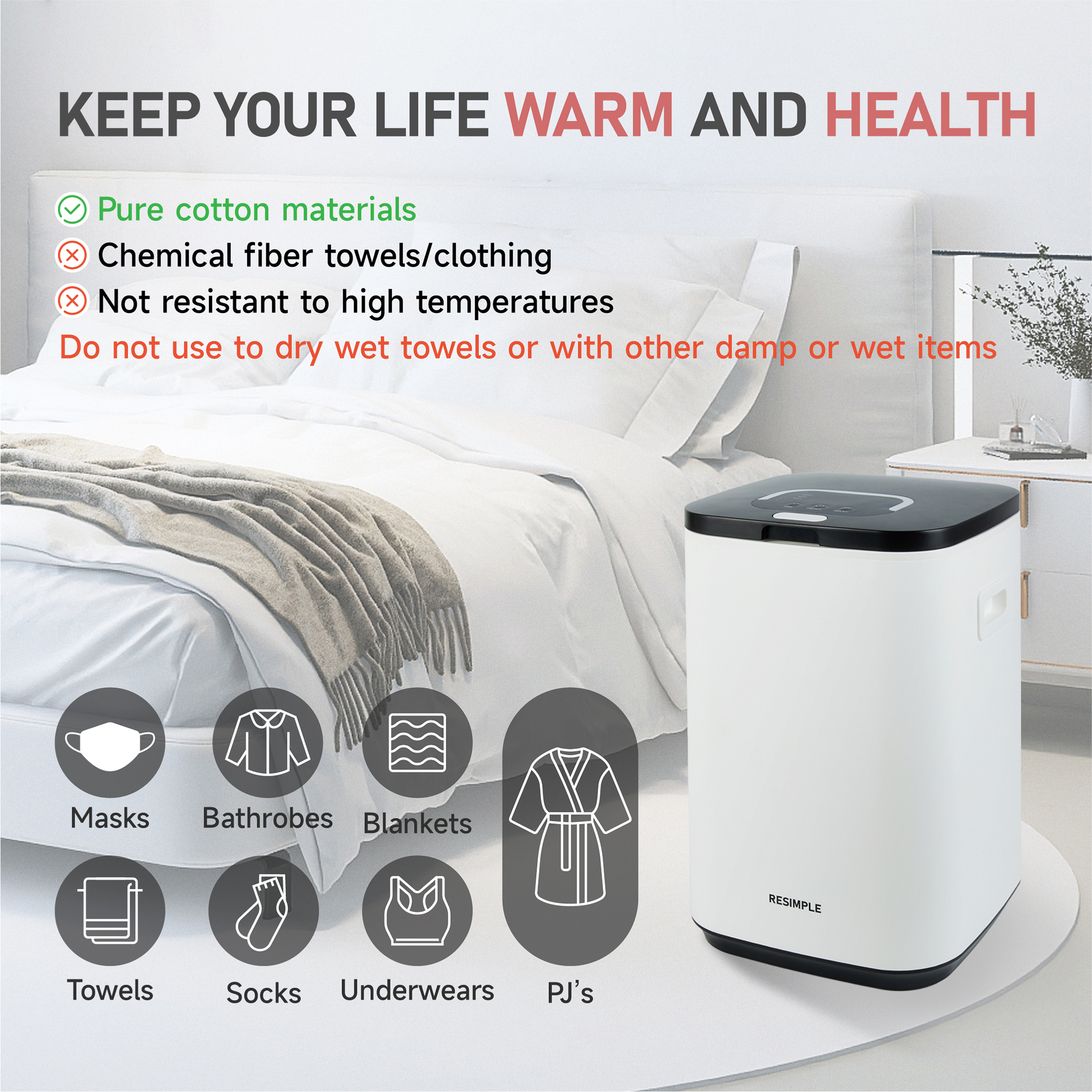 RESIMPLE Luxury Large Towel Tub, Efficient Fashion, Intelligent Timing, Automatic Closing, LED Display, 6.08gal, Suitable For Spa, Bathroom, Gym, Hotel