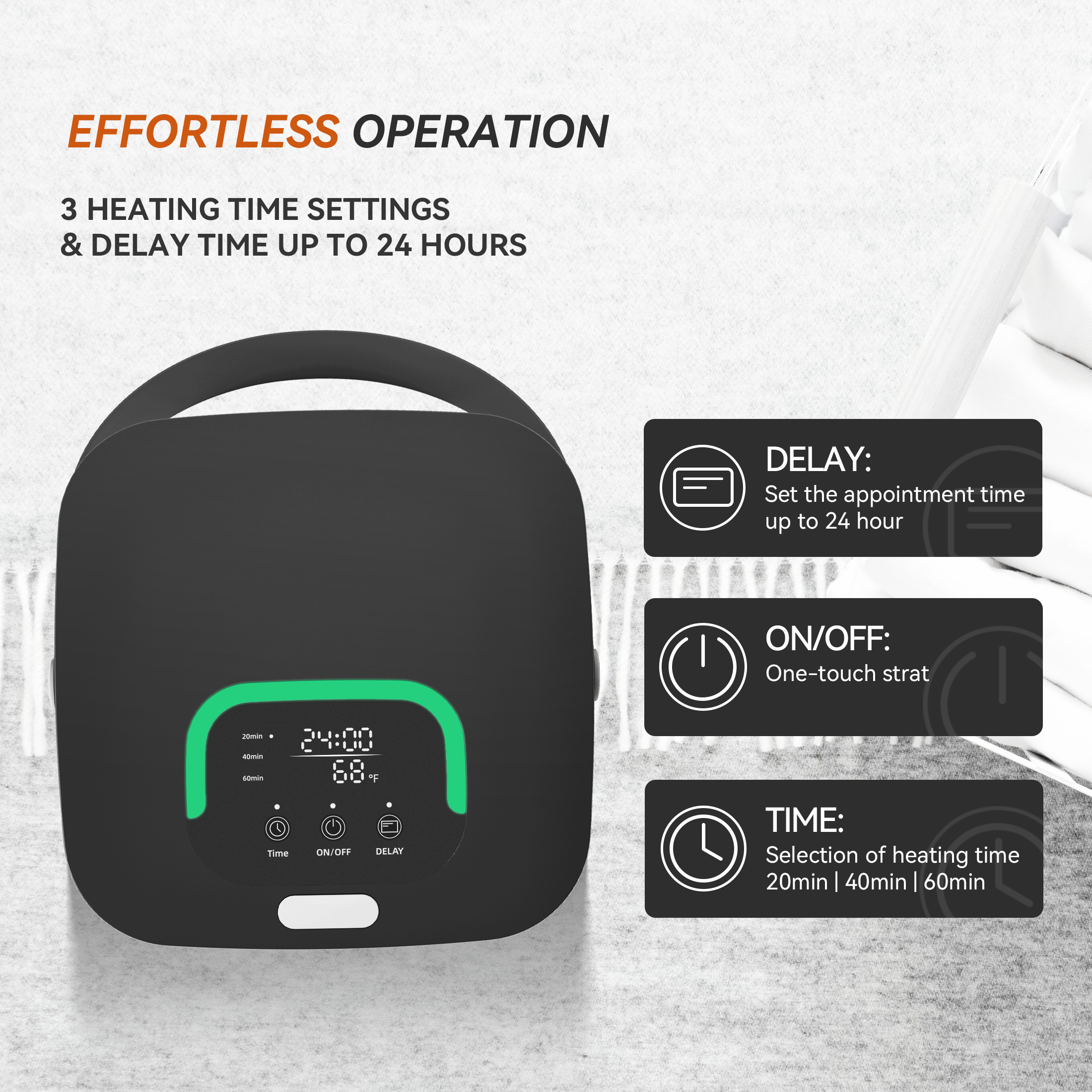 16 Litre Towel Heating Bucket with Handle for Spa And Bathroom, 3 Heating Modes, Delay, Automatic Off, Very Portable