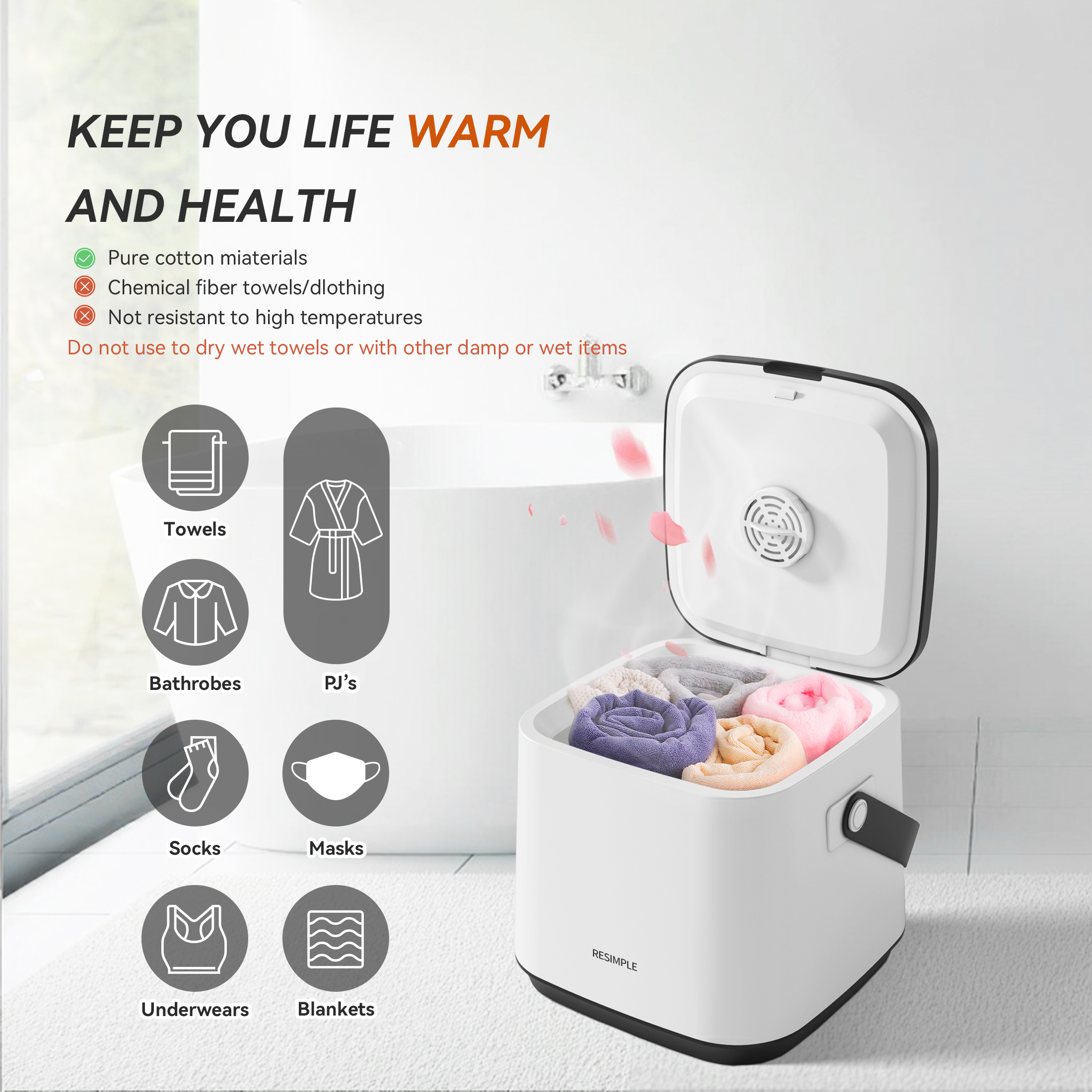 16 Litre Towel Heating Bucket with Handle for Spa And Bathroom, 3 Heating Modes, Delay, Automatic Off, Very Portable