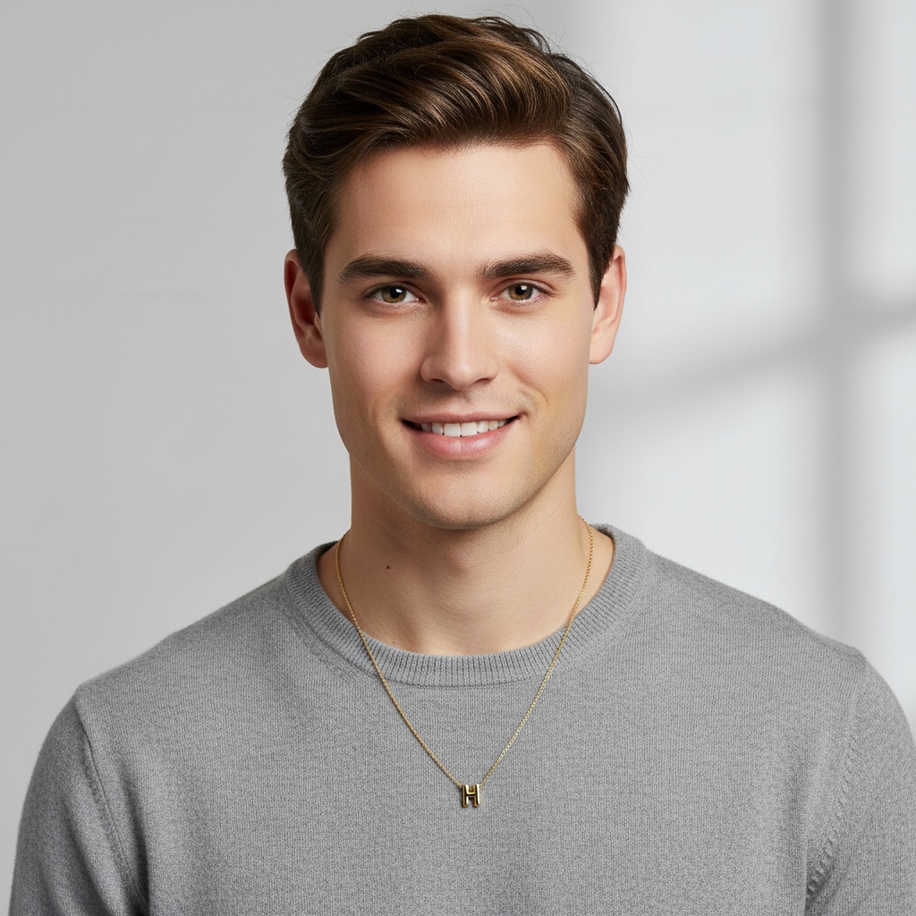 Initial Dainty Necklace for Men