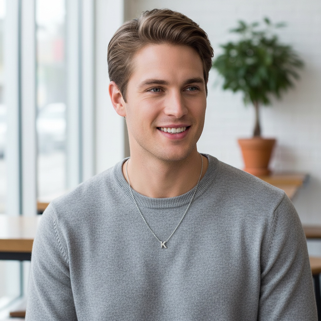 Initial Dainty Necklace for Men