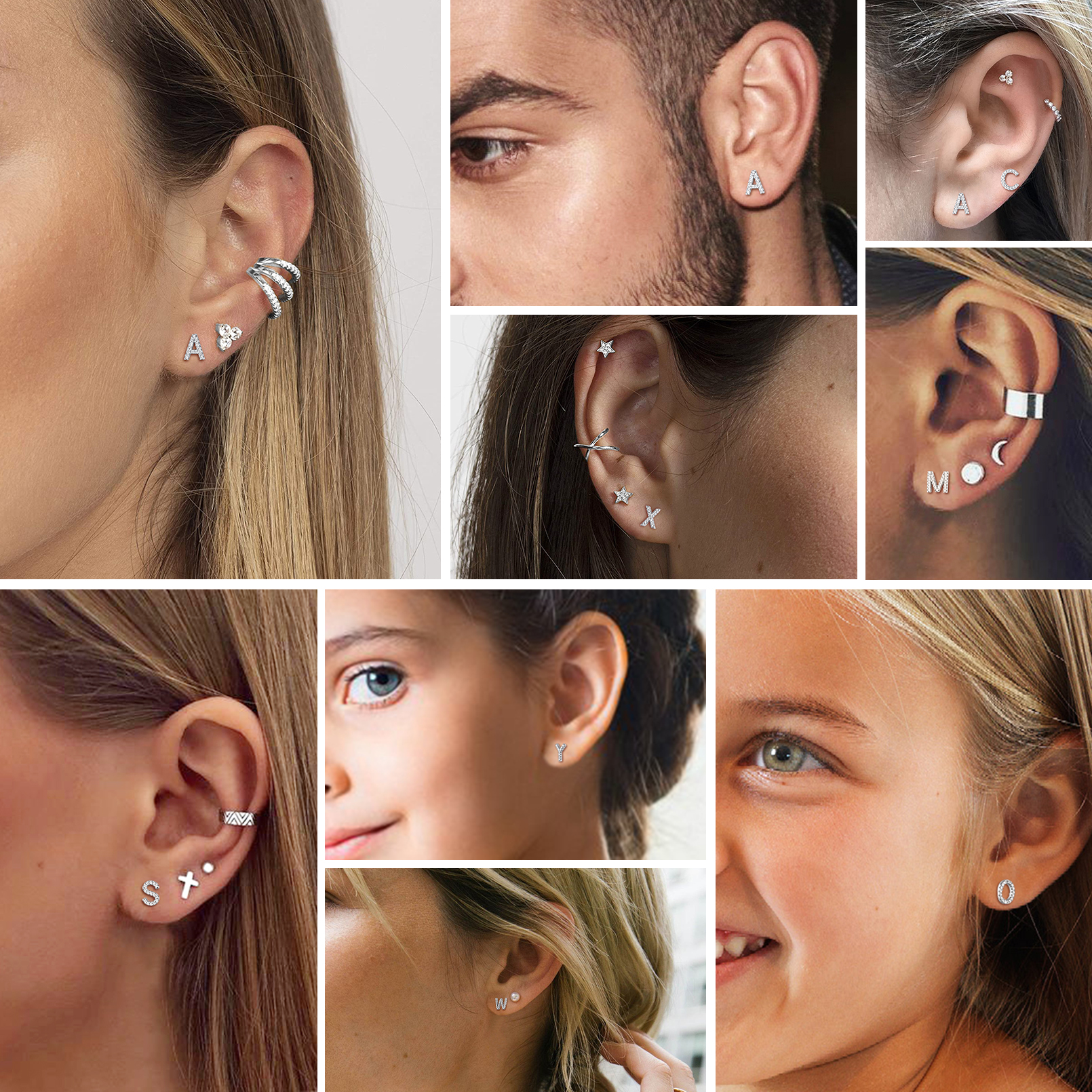 Cubic Zirconia Initial Stud Earrings for Women, Ladies, Men, Mother, Father, Friends, Couples, girlfriend, boyfriend, teenager, husband