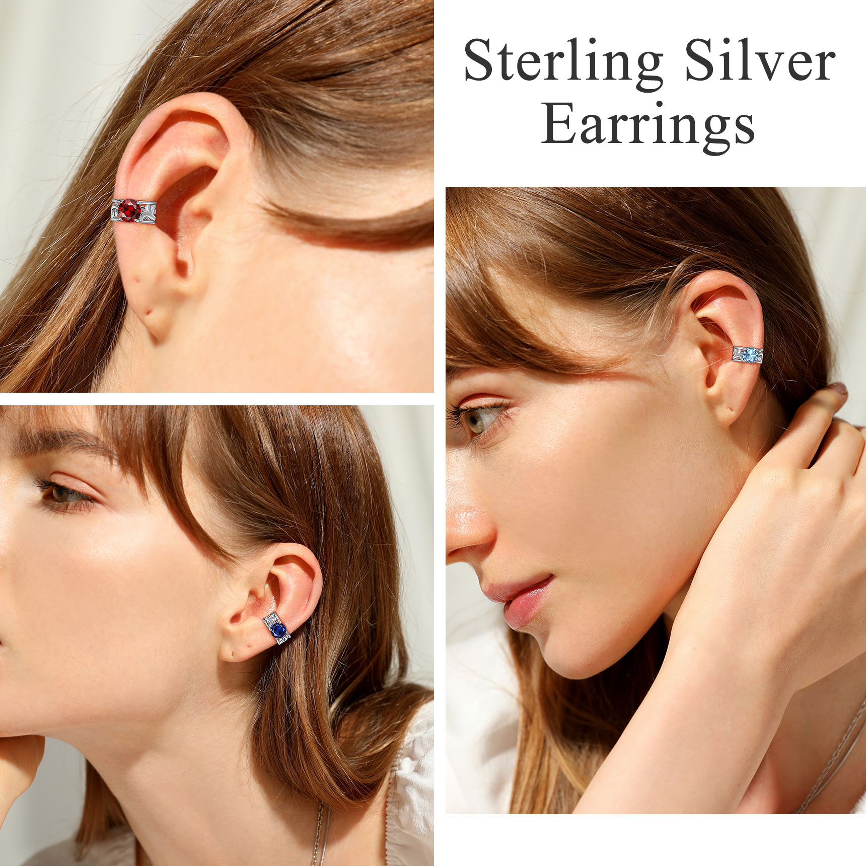 Sparkle Celtic Cuff Earrings with Birthstone for Women, Ladies, Mother, Friends, girlfriend