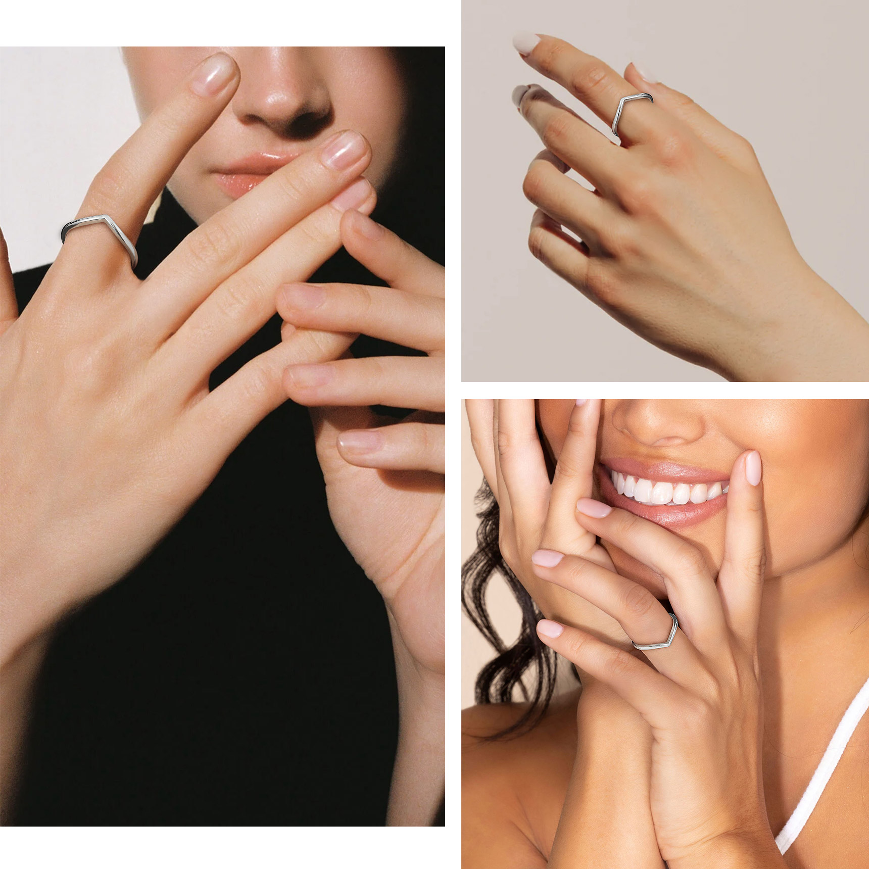 Dainty Wishbone Wedding Band Ring  for Women, Ladies, Couples, girlfriend, wife