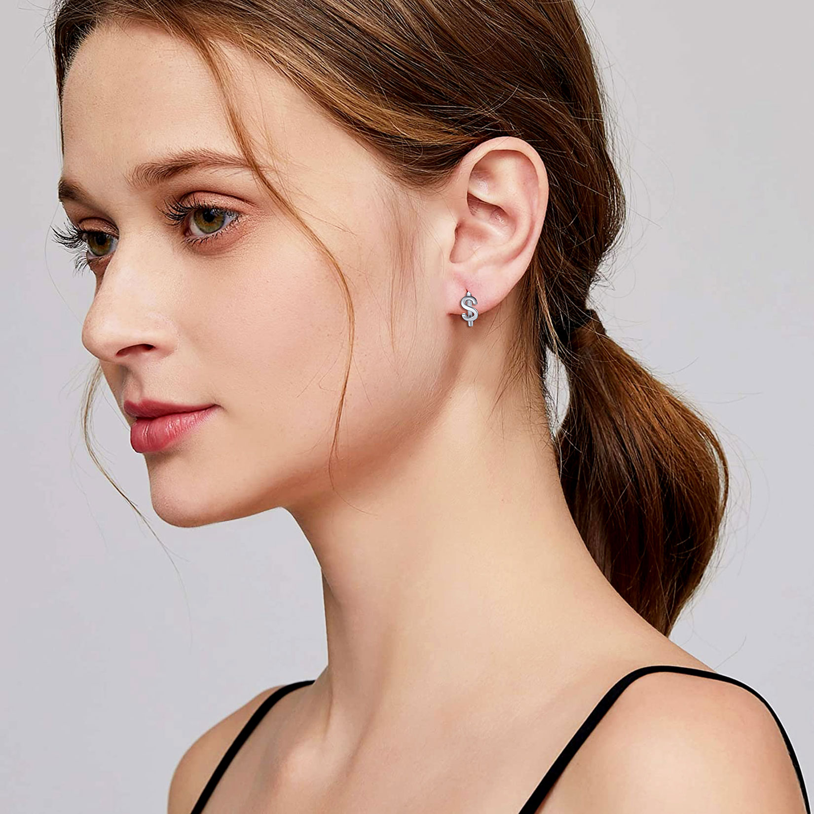 Stackable Initial Hoop Earrings for Women, Ladies, girlfriend, wife