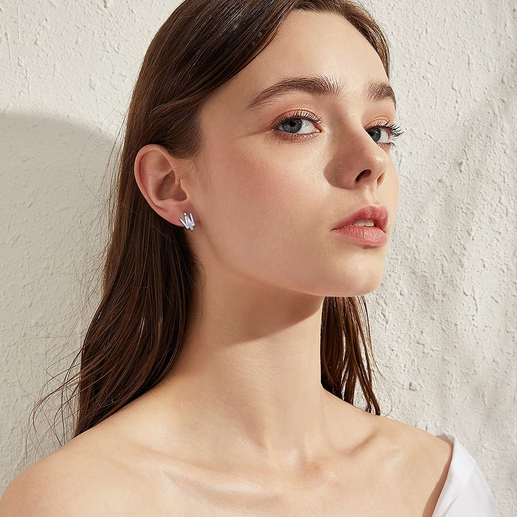 Stackable Initial Hoop Earrings for Women, Ladies, girlfriend, wife