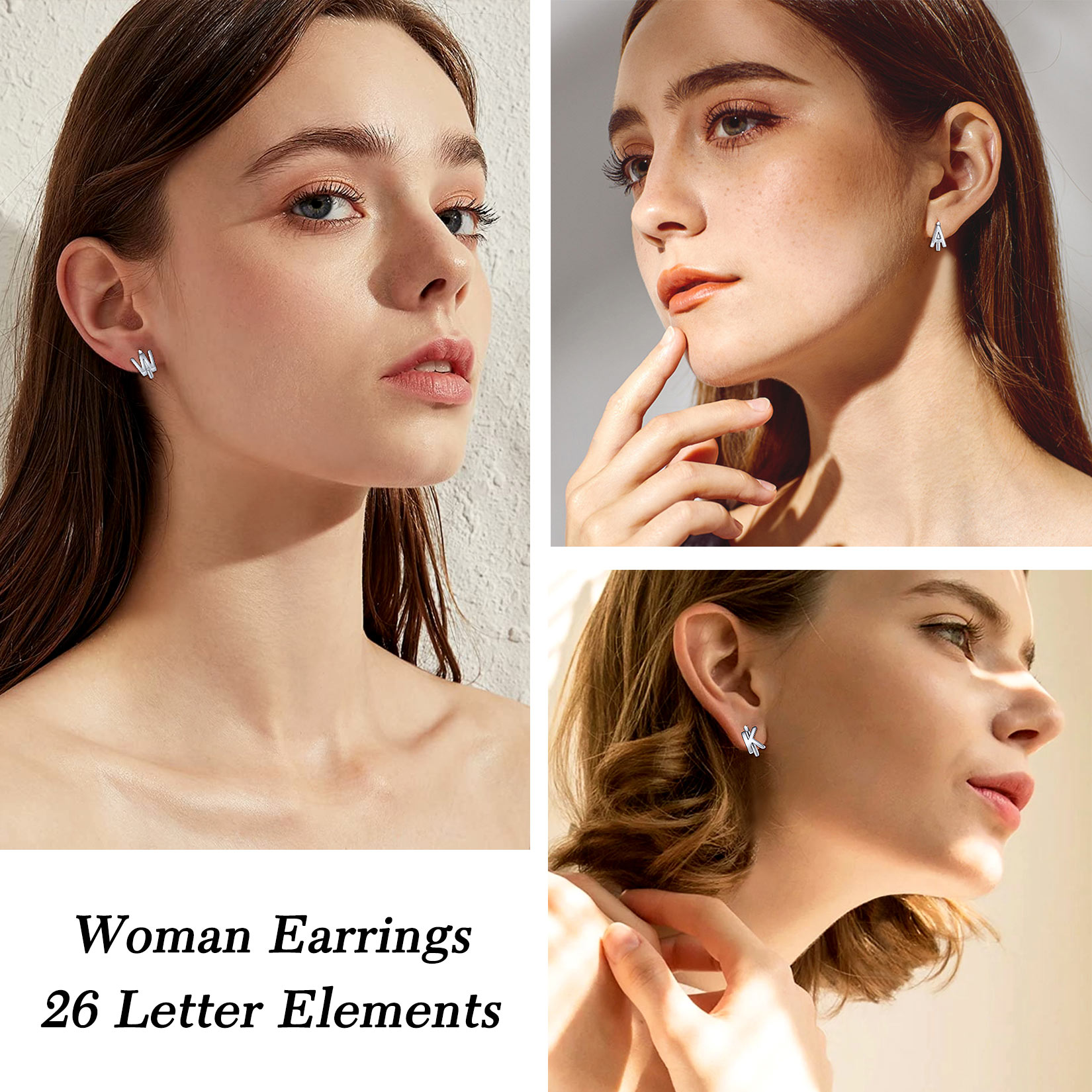 Stackable Initial Hoop Earrings for Women, Ladies, girlfriend, wife