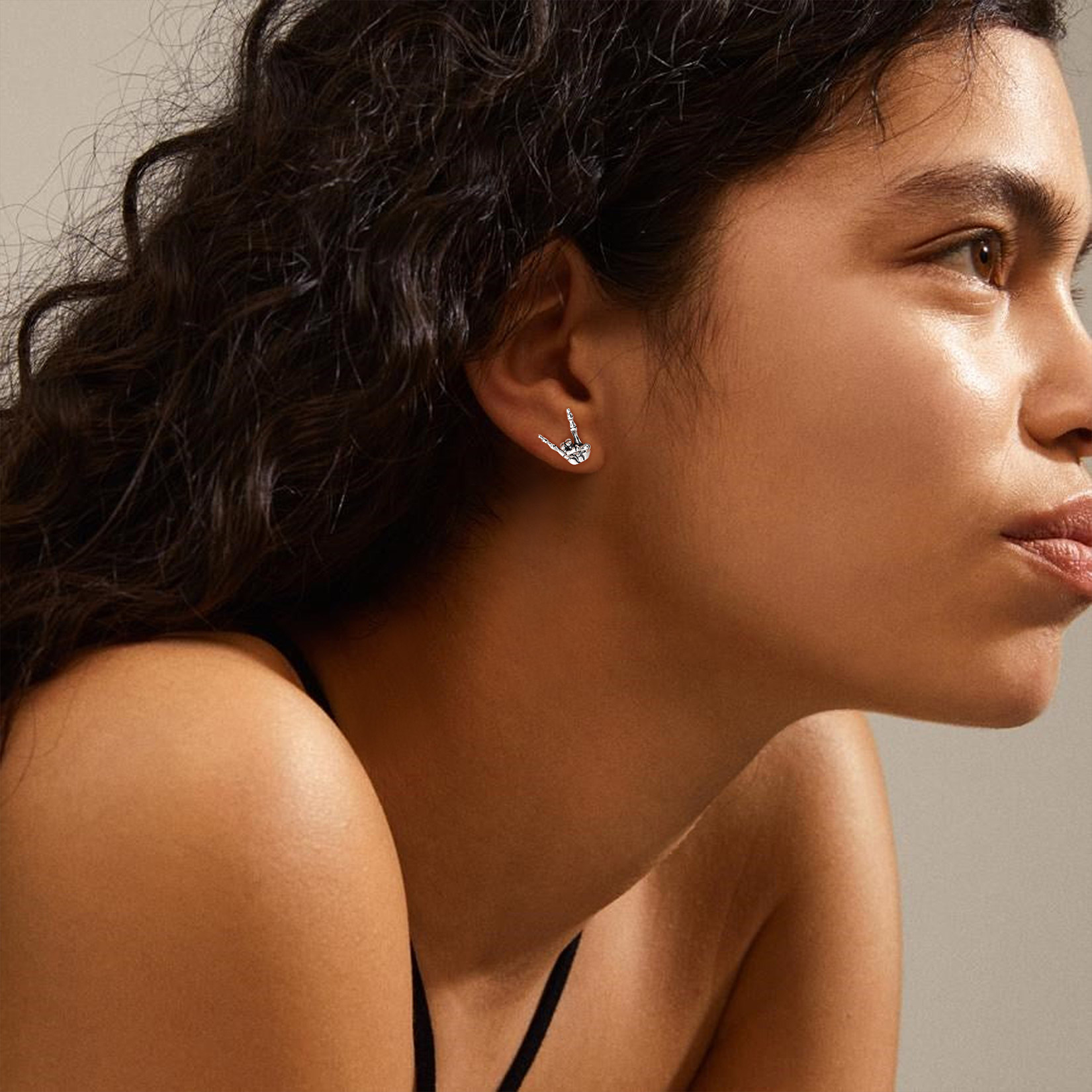 Rock & Roll Gesture Skeleton Stud Earrings for Women