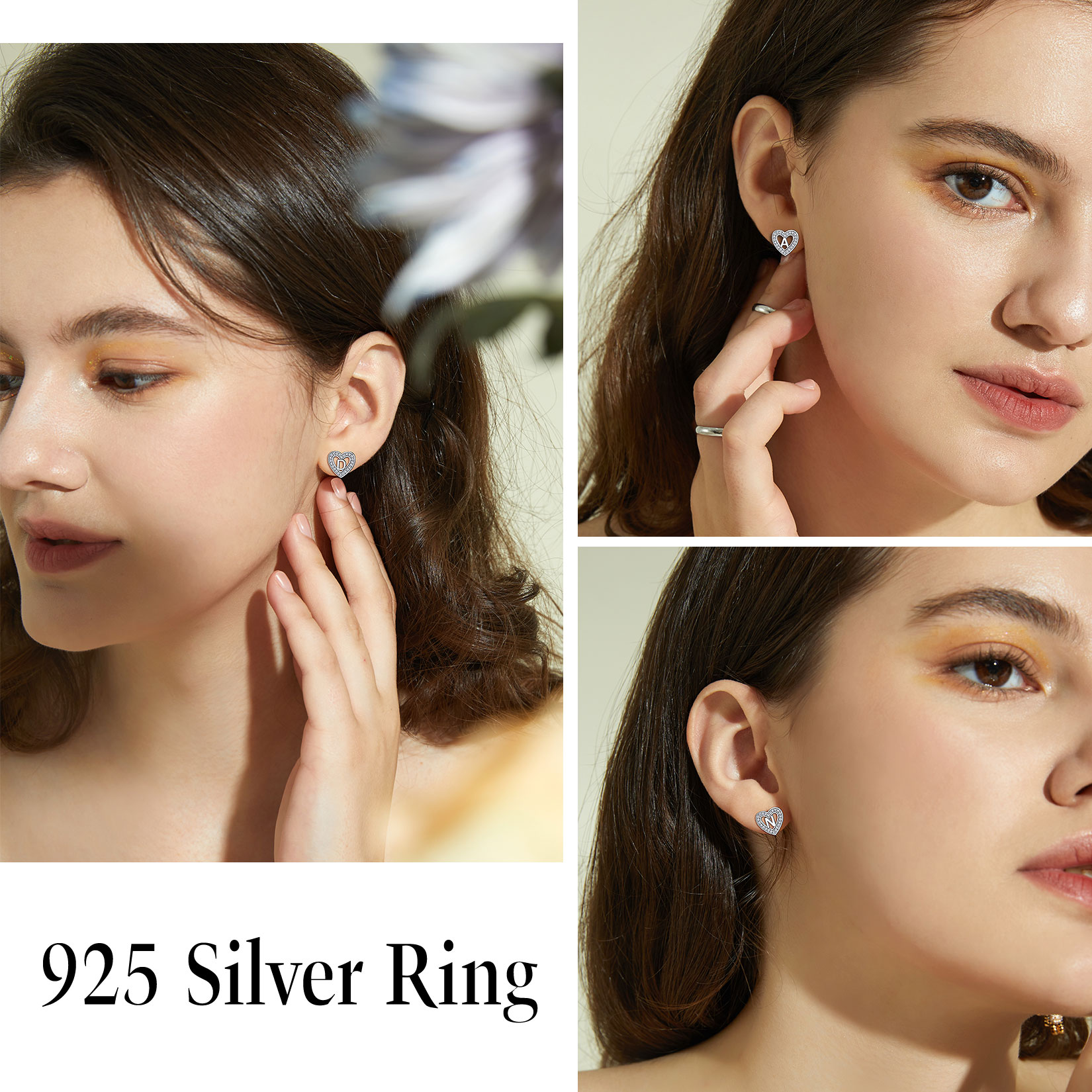 Heart Initial Letter Earrings with Cubic Zirconia Stud Earrings for Women, Ladies, Couples, girlfriend, wife