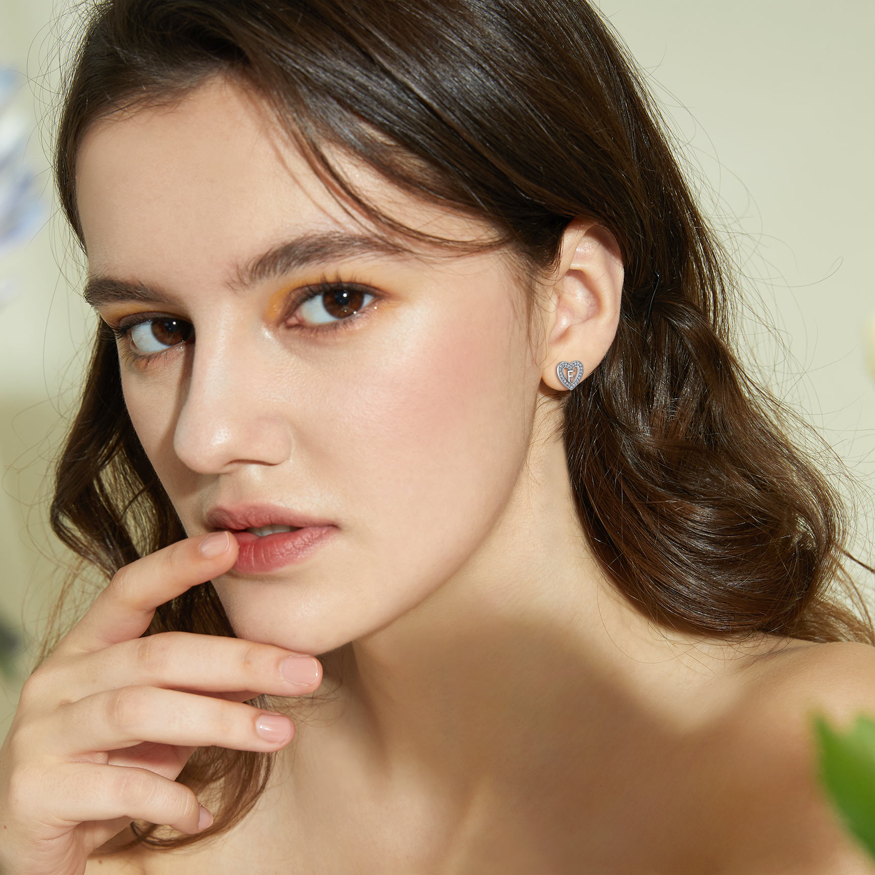 Heart Initial Letter Earrings with Cubic Zirconia Stud Earrings for Women, Ladies, Couples, girlfriend, wife