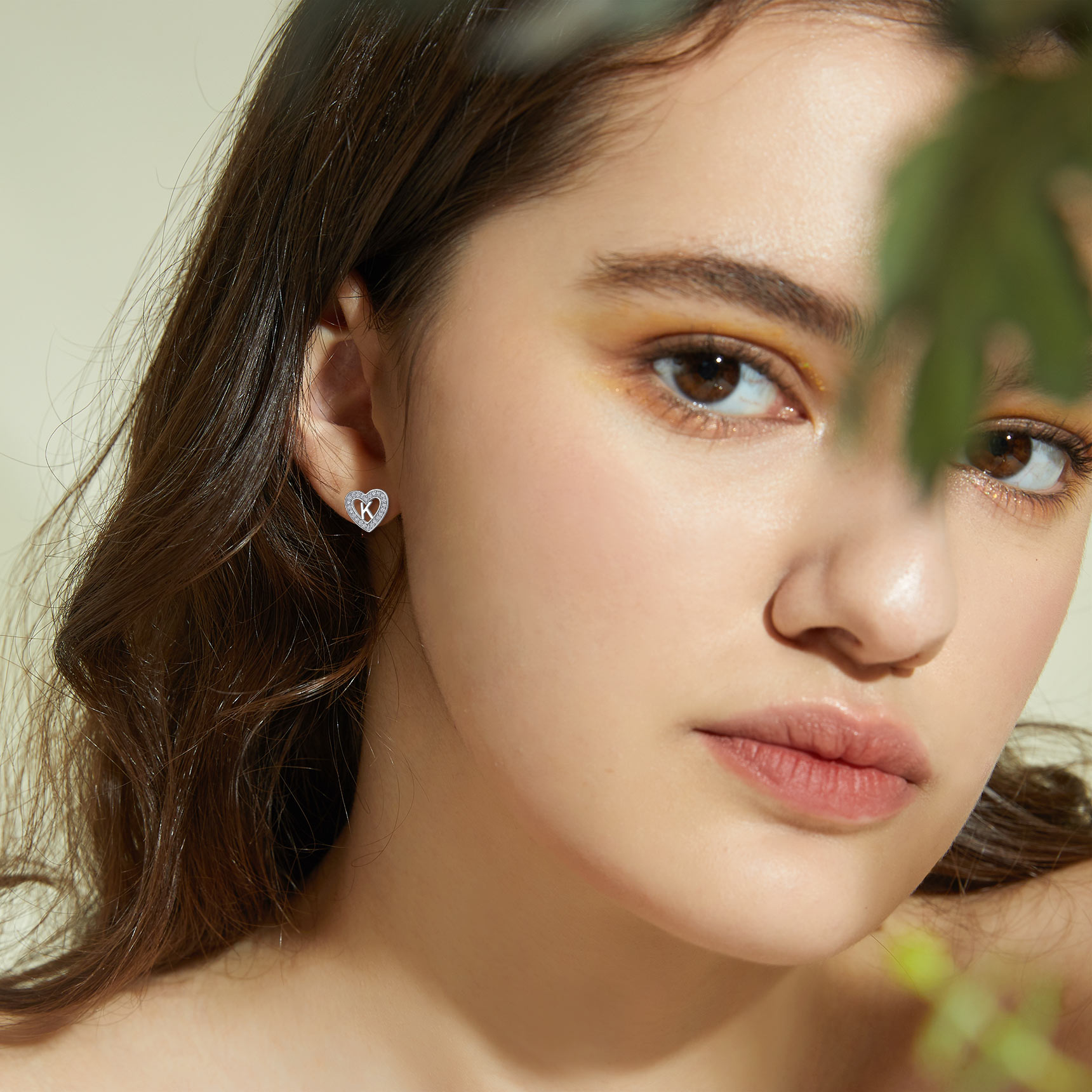 Heart Initial Letter Earrings with Cubic Zirconia Stud Earrings for Women, Ladies, Couples, girlfriend, wife