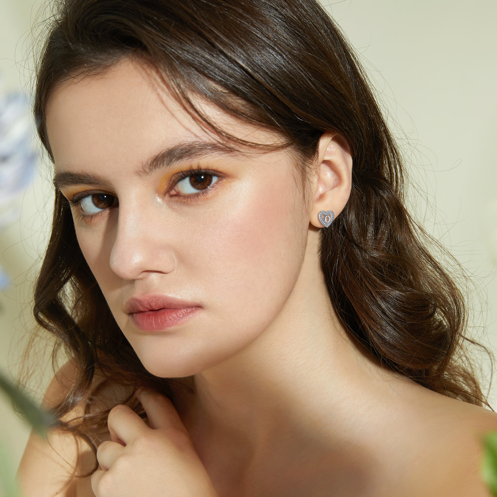 Heart Initial Letter Earrings with Cubic Zirconia Stud Earrings for Women, Ladies, Couples, girlfriend, wife