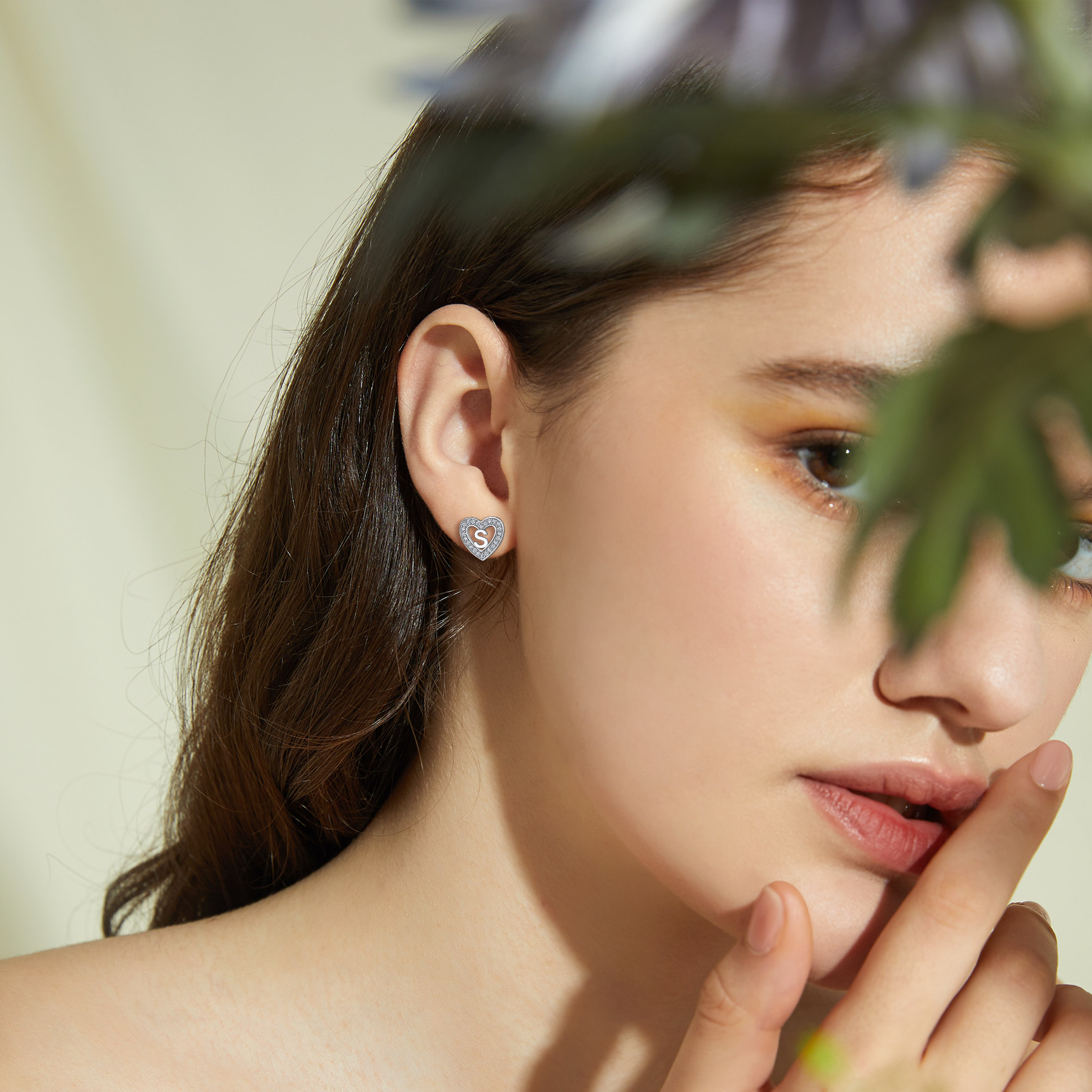 Heart Initial Letter Earrings with Cubic Zirconia Stud Earrings for Women, Ladies, Couples, girlfriend, wife