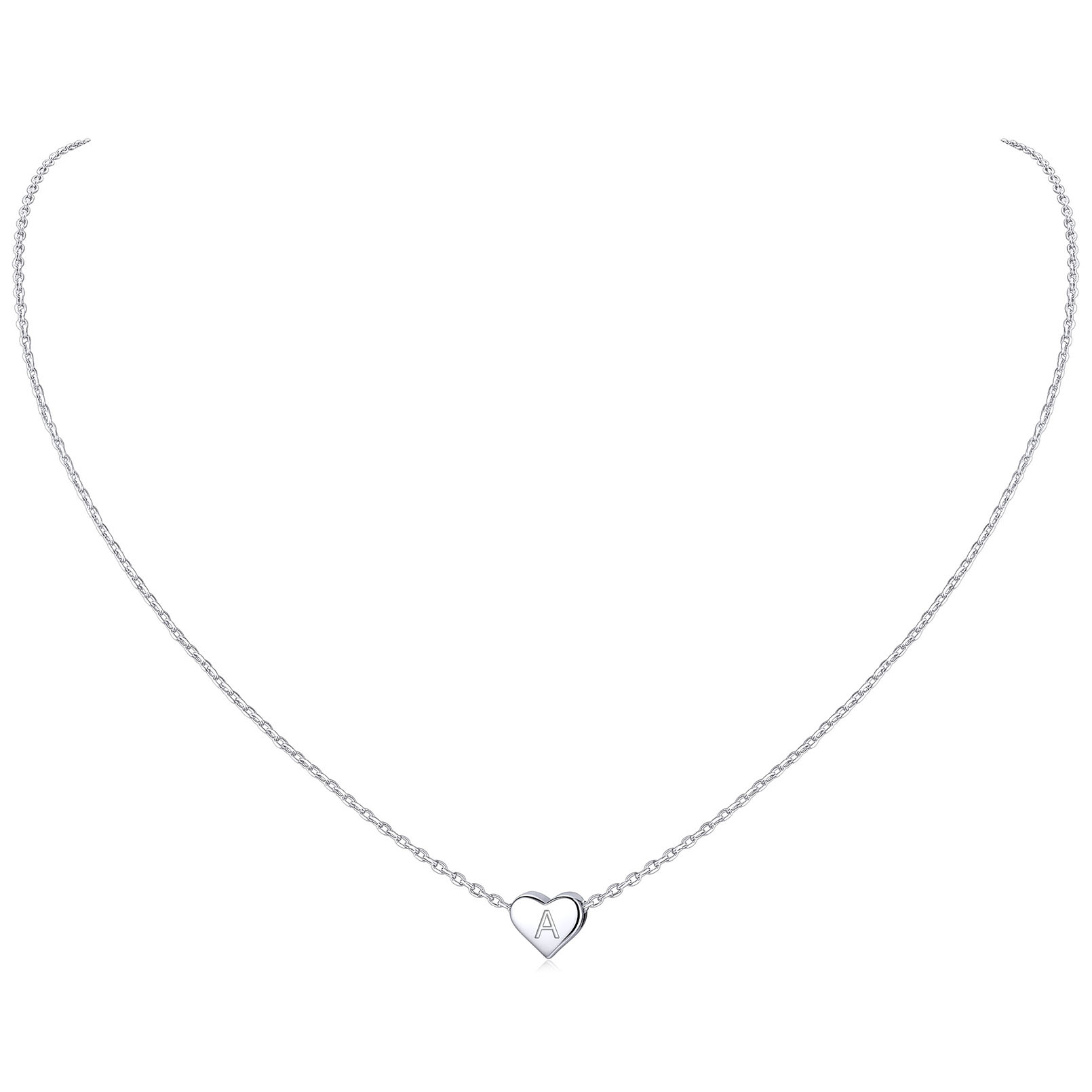 Initial Small Heart Pendant Necklace