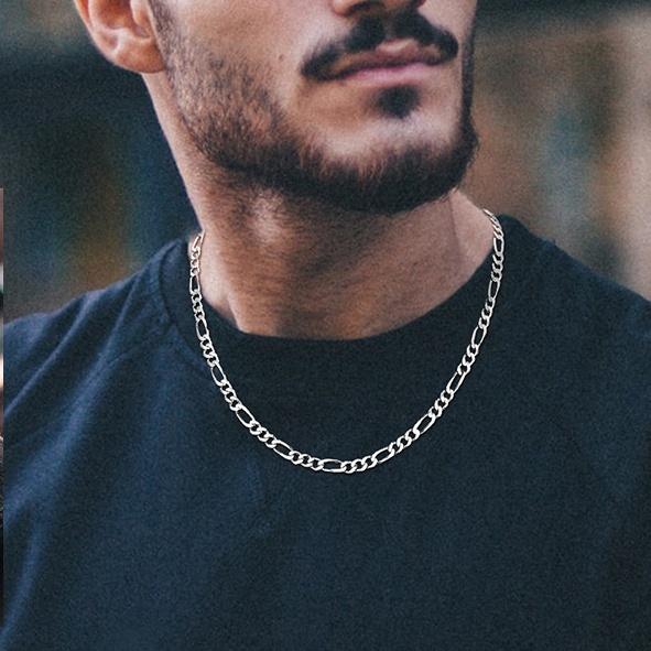 5mm Solid 925 Sterling Silver Figaro Chain for Men