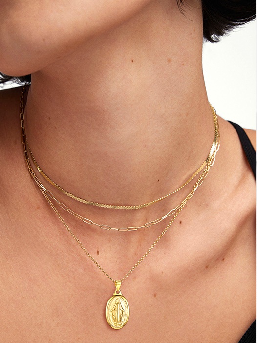 Catholic Religious Christian Virgin Mary Oval Pendant Necklace  for Women