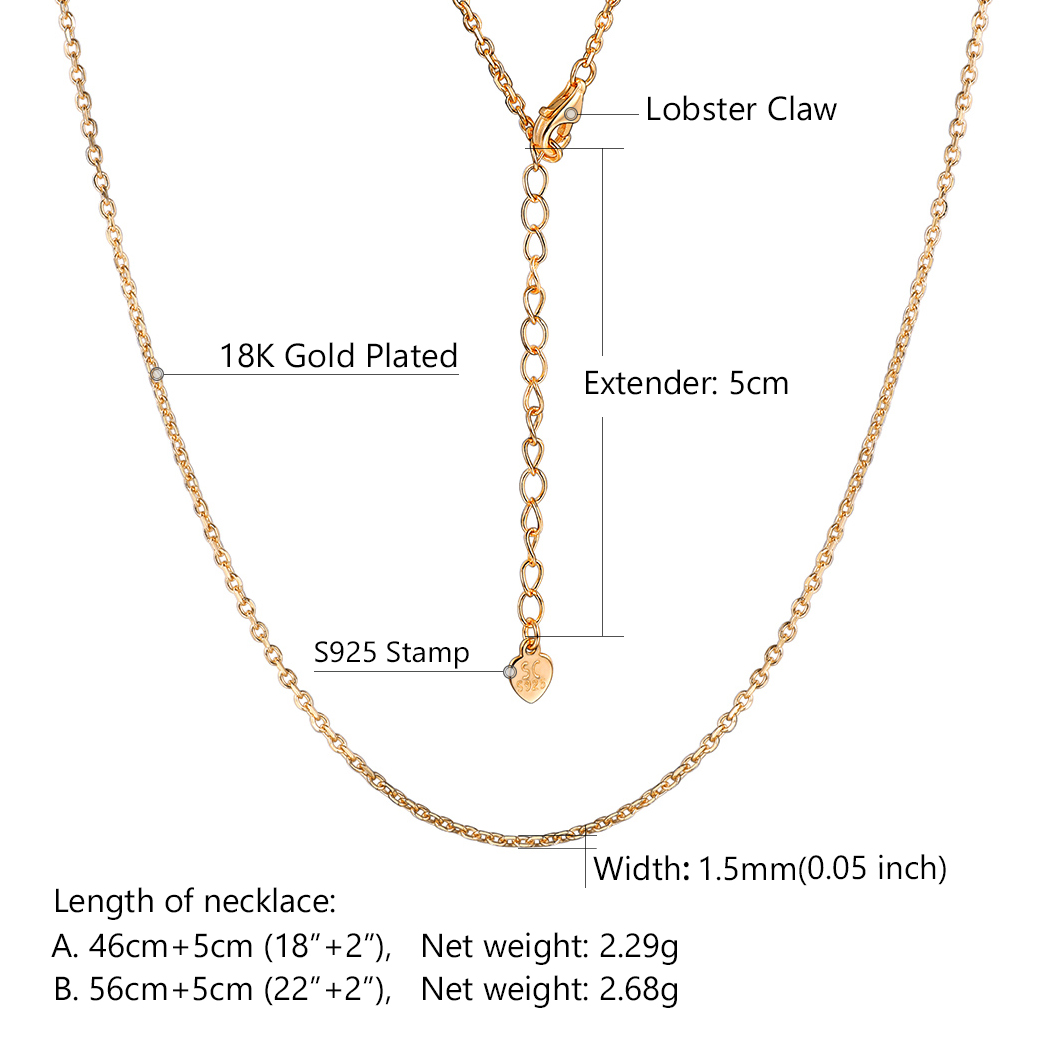 1.5mm  Rolo Chain  Sterling Silver For Women