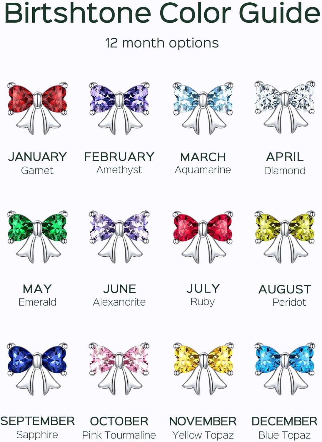 12 Month Birthstone Bow Earrings