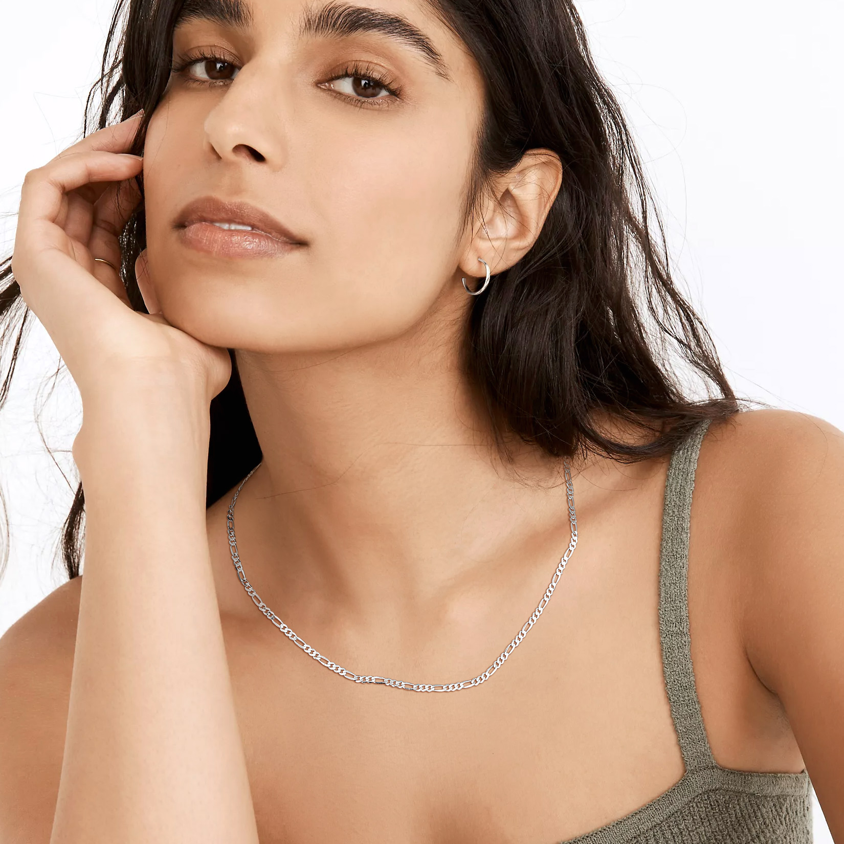  3mm Silver Figaro Chain Necklace For Women