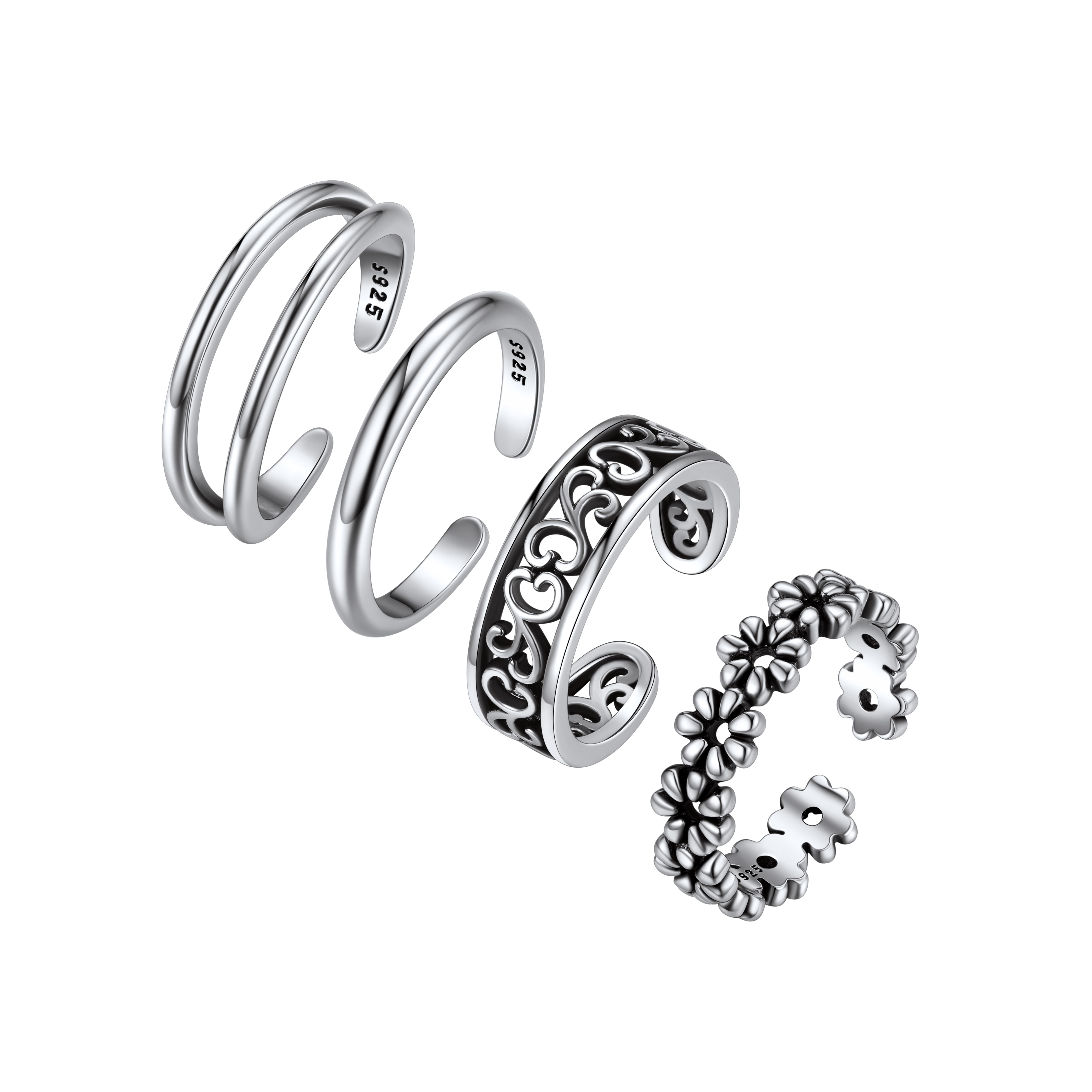 4PCS Adjustable Open Tail Band Hawaiian Toe Ring