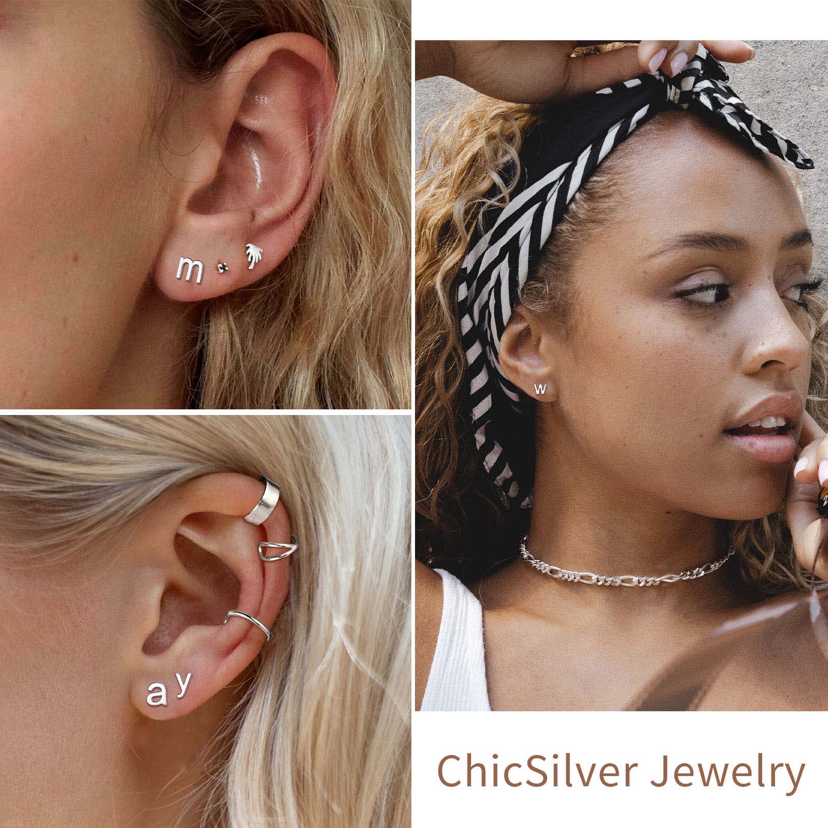 Lowercase Letter A-Z Initial Stud Earrings 