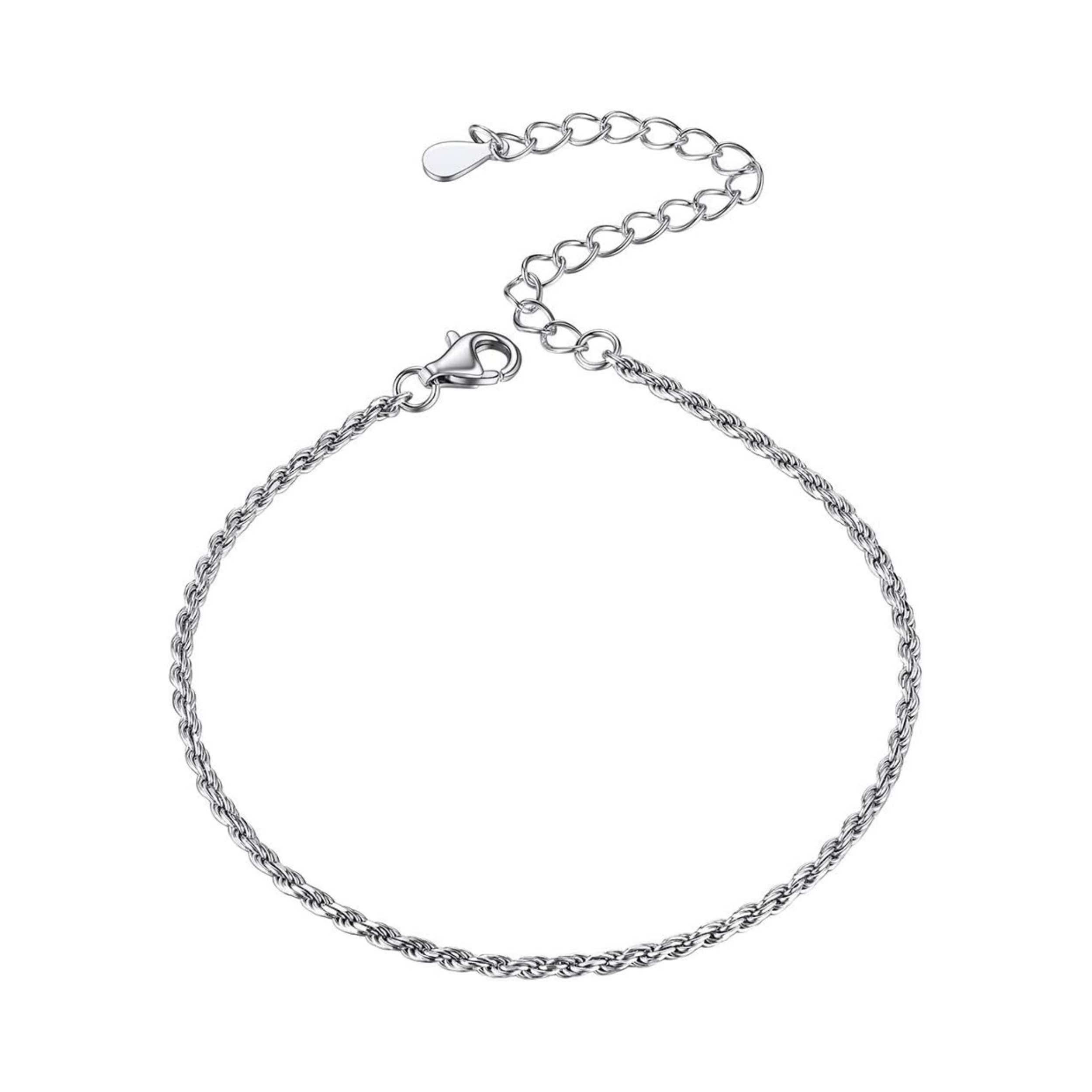 6mm 925 Sterling Silver Twist Rope Chain Bracelet
