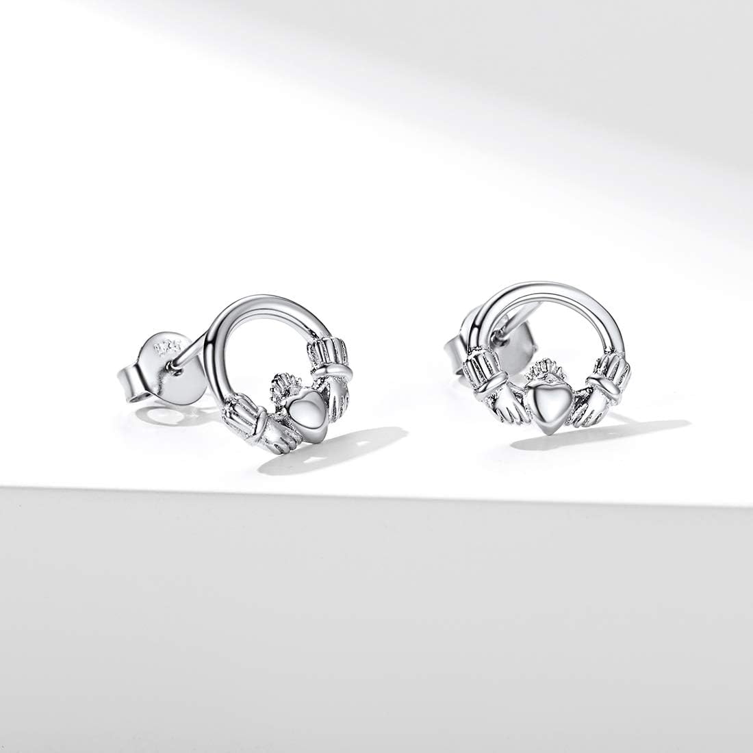 Celtic Claddagh Friendship Love Heart Stud Earrings