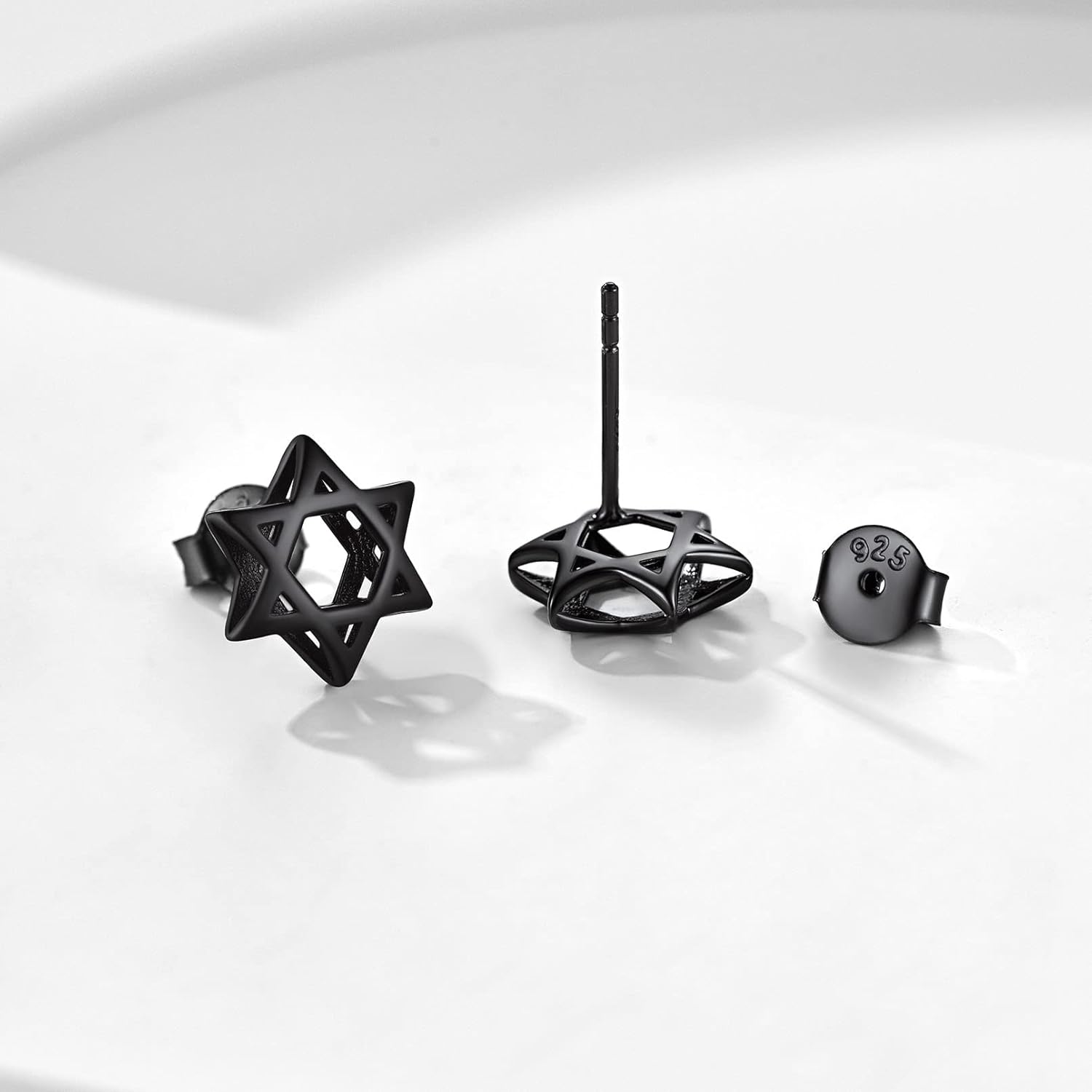 Sterling Silver Hollow Star of David Stud Earrings