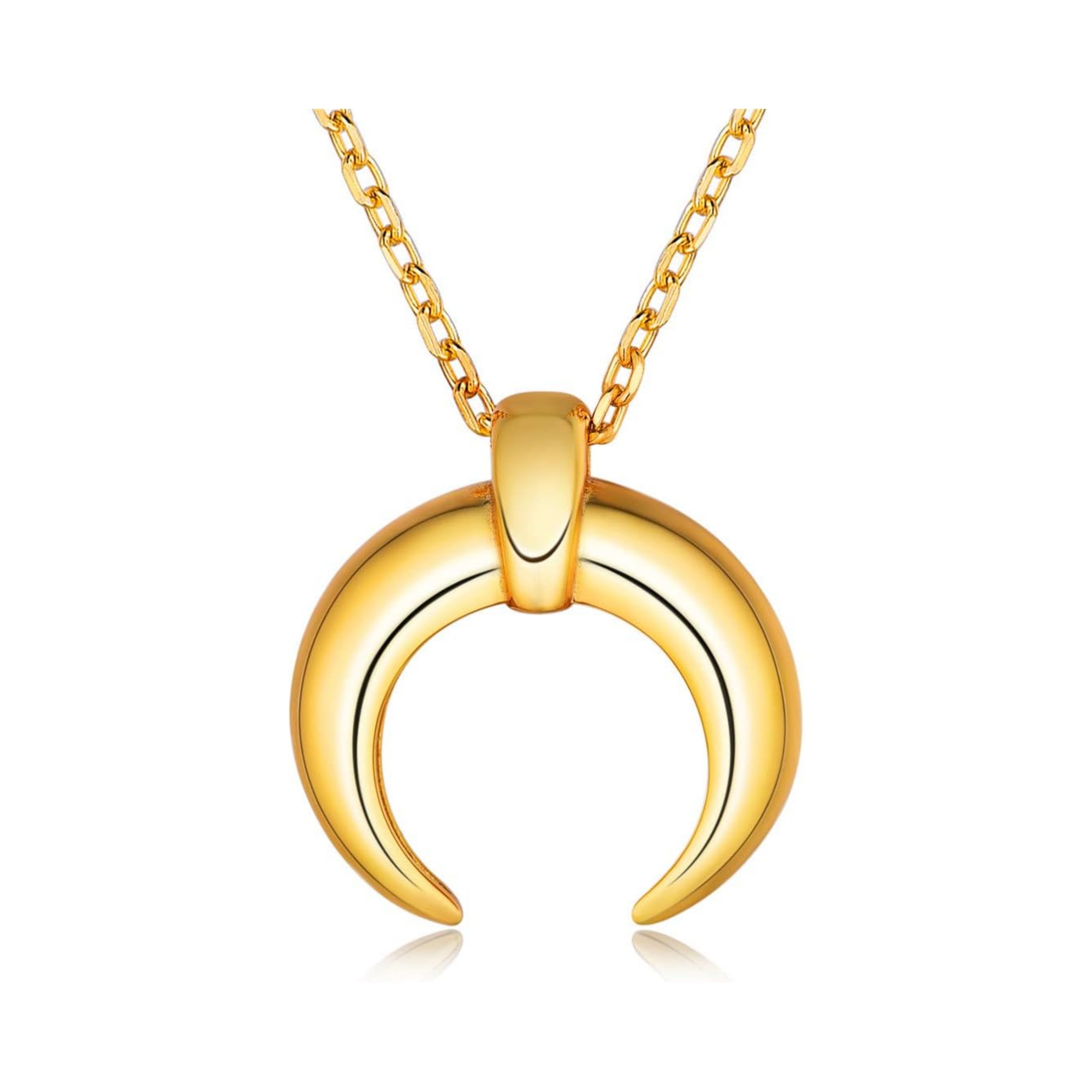Gold Crescent Moon Pendant Necklace